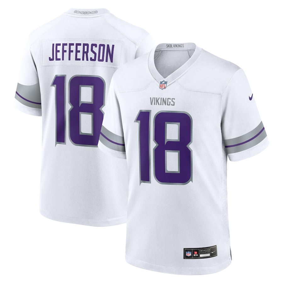 Justin Jefferson 18 Minnesota Vikings Alternate Game Player Men Jersey - White JS7674 Saliibo