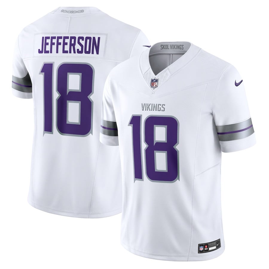 Justin Jefferson 18 Minnesota Vikings Alternate Vapor F.U.S.E. Limited Men Jersey - White JS3892 Saliibo