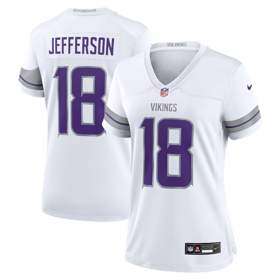 Justin Jefferson 18 Minnesota Vikings Women's Alternate Game Player Jersey - White JS8913 Saliibo
