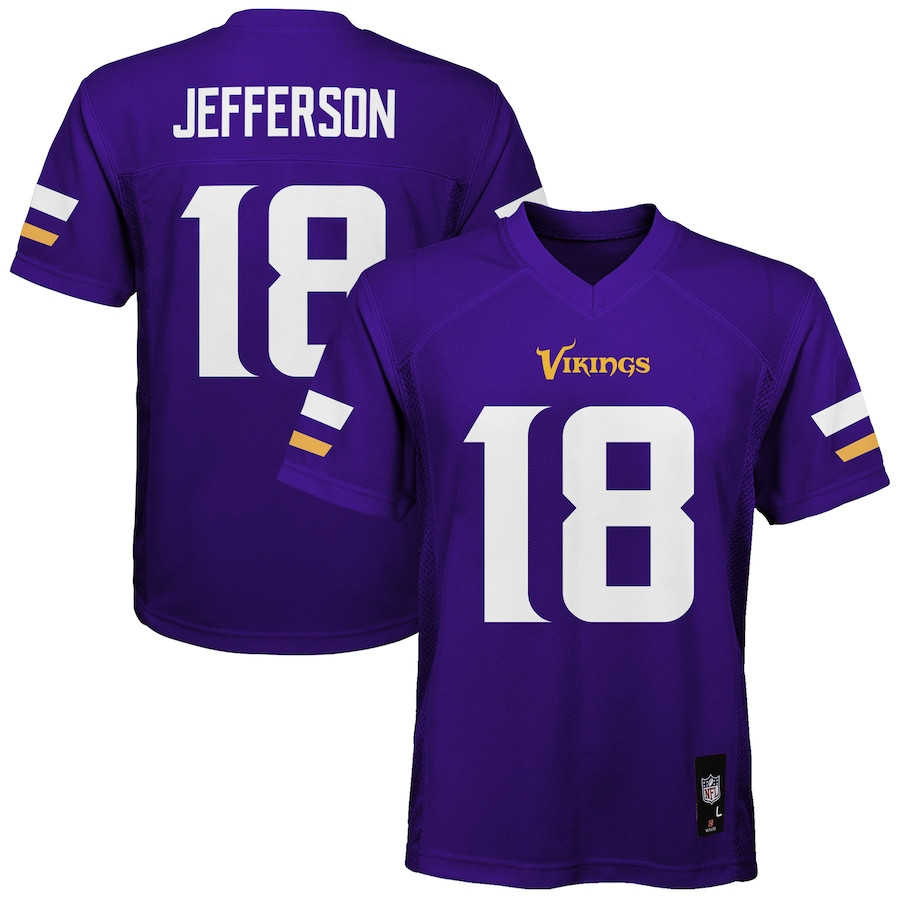 Justin Jefferson 18 Minnesota Vikings YOUTH Game Jersey - Purple JS6702 Saliibo