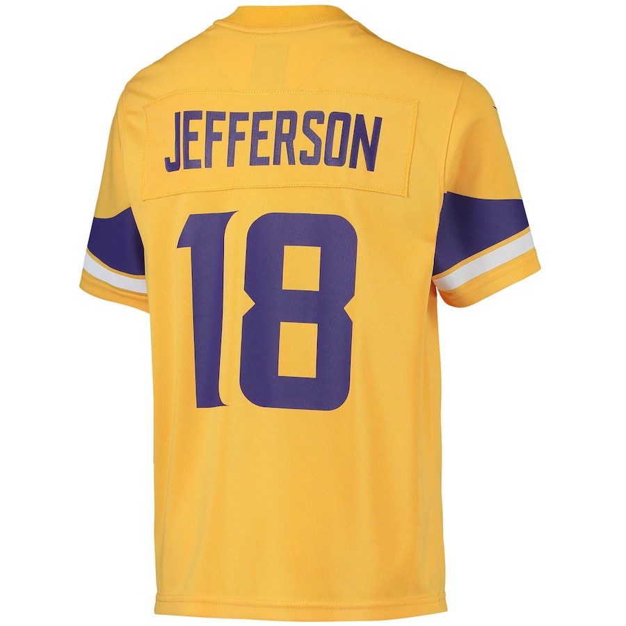 Justin Jefferson 18 Minnesota Vikings YOUTH Inverted Team Game Jersey - Gold JS6475 Saliibo - Image 3