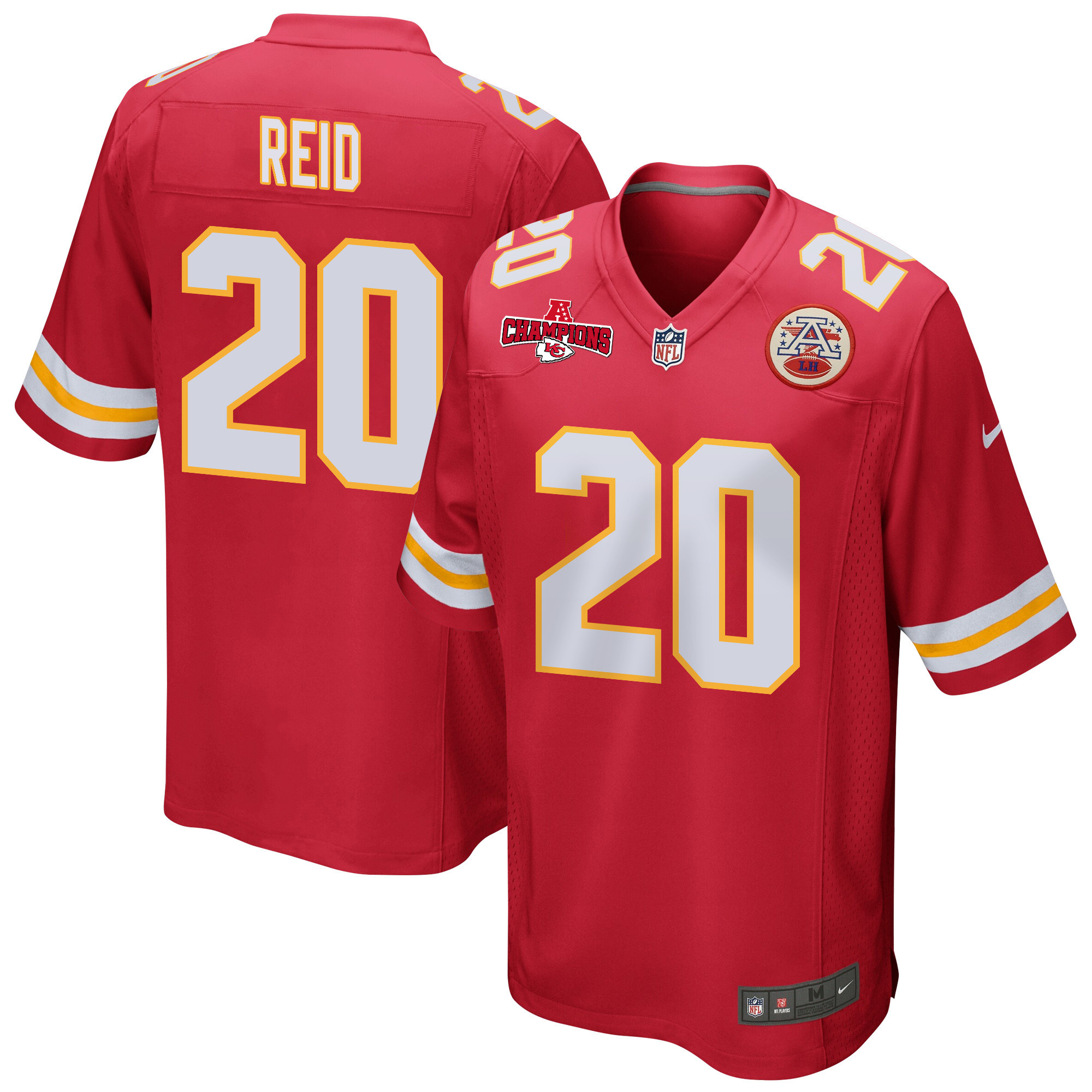 Justin Reid 20 Kansas City Chiefs AFC Champions Patch Game Men Jersey - Red JS1532 Saliibo