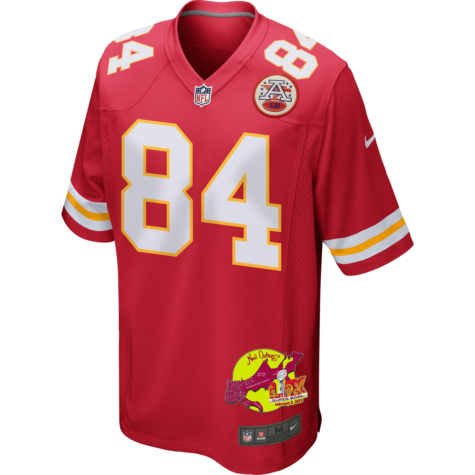 Justin Watson 84 Kansas City Chiefs Super Bowl LIX New Orleans Patch Game Men Jersey - Red JS4462 Saliibo - Image 3