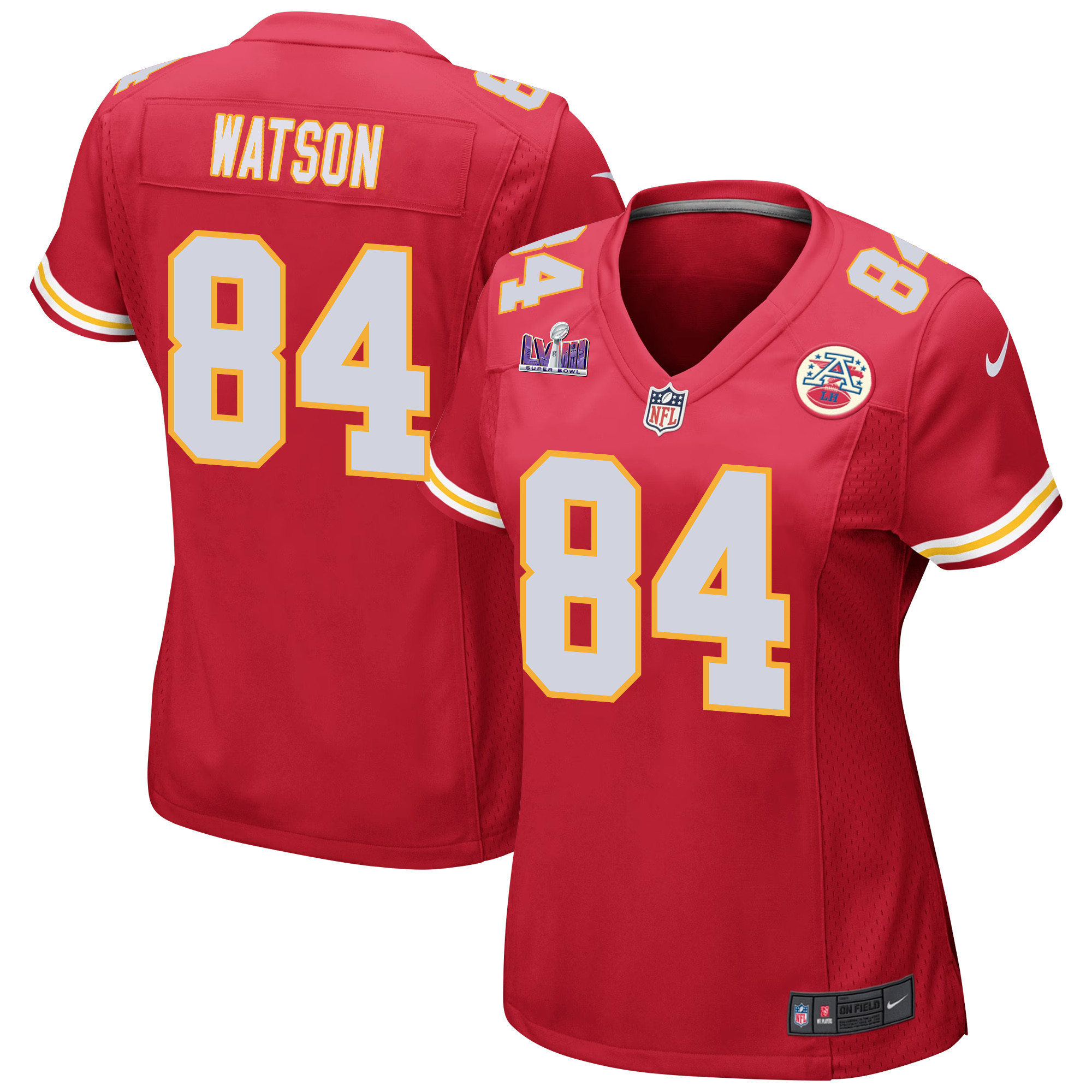 Justin Watson 84 Kansas City Chiefs Super Bowl LVIII Patch Game Women Jersey - Red JS9854 Saliibo