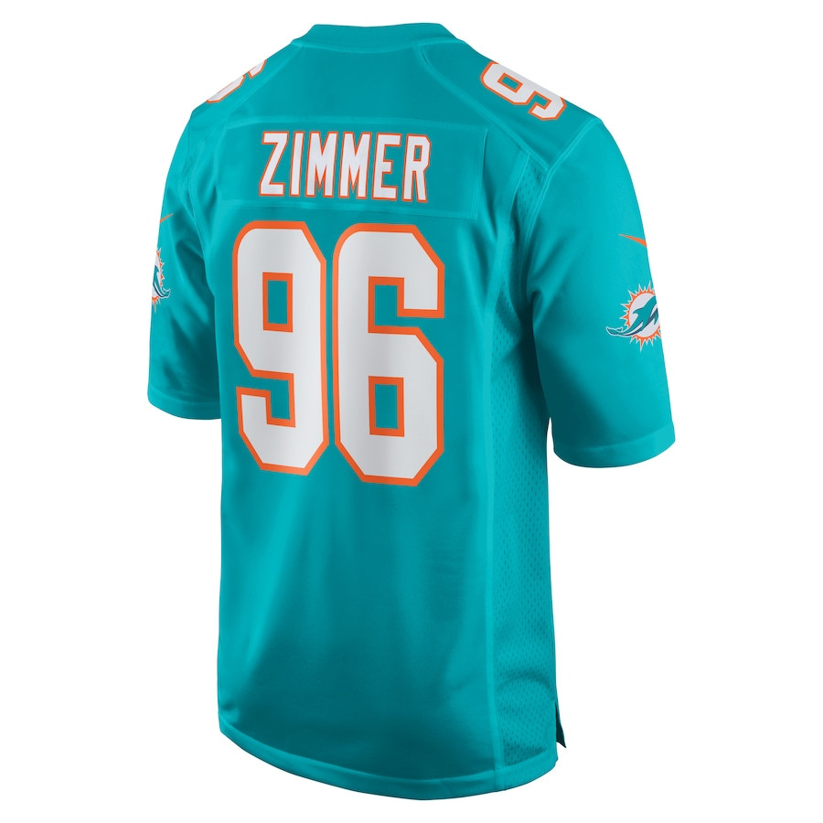 Justin Zimmer 96 Miami Dolphins Men Home Game Jersey - Aqua JS1785 Saliibo - Image 3