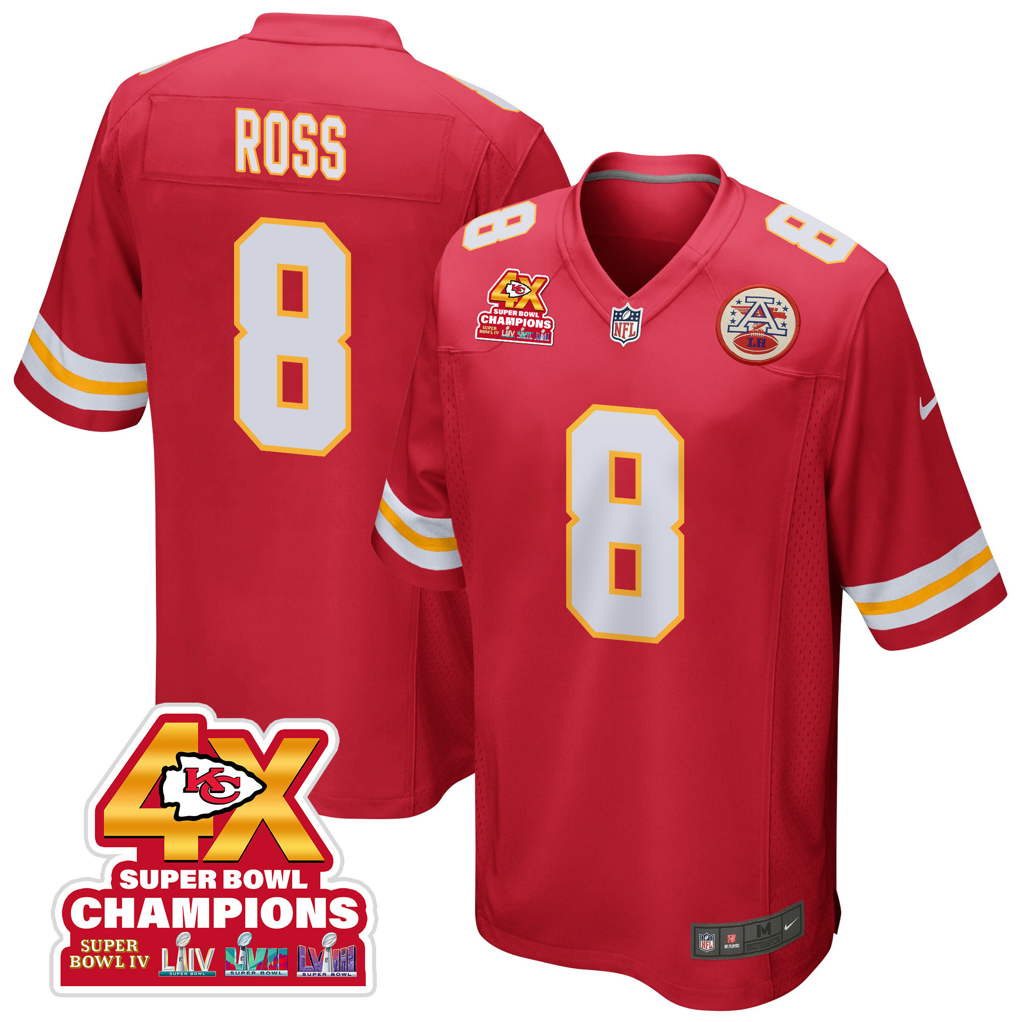 Justyn Ross 8 Kansas City Chiefs Super Bowl LVIII Champions 4X Game Men Jersey - Red JS4851 Saliibo