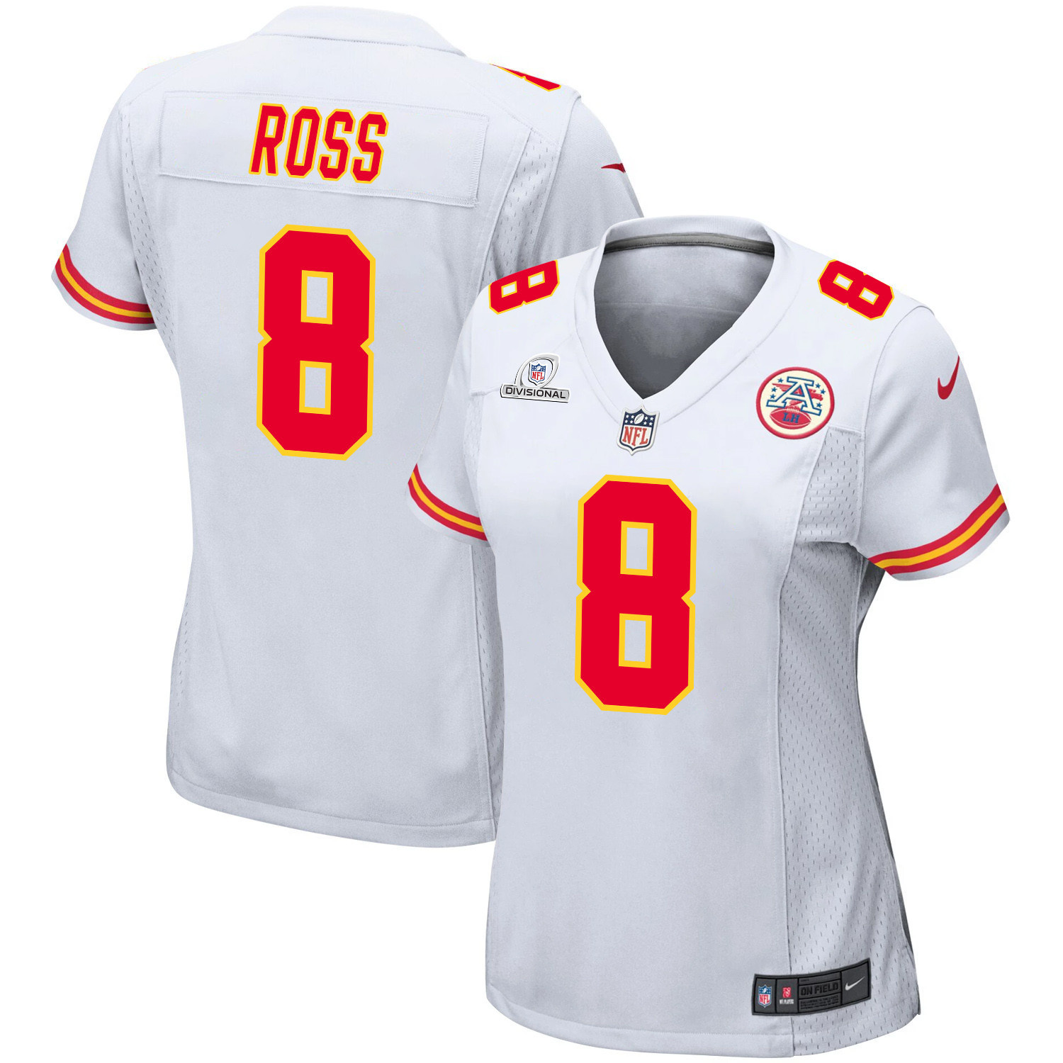 Justyn Ross 8 Kansas City Chiefs Super Bowl LVIII Patch Game Women Jersey - White JS4330 Saliibo