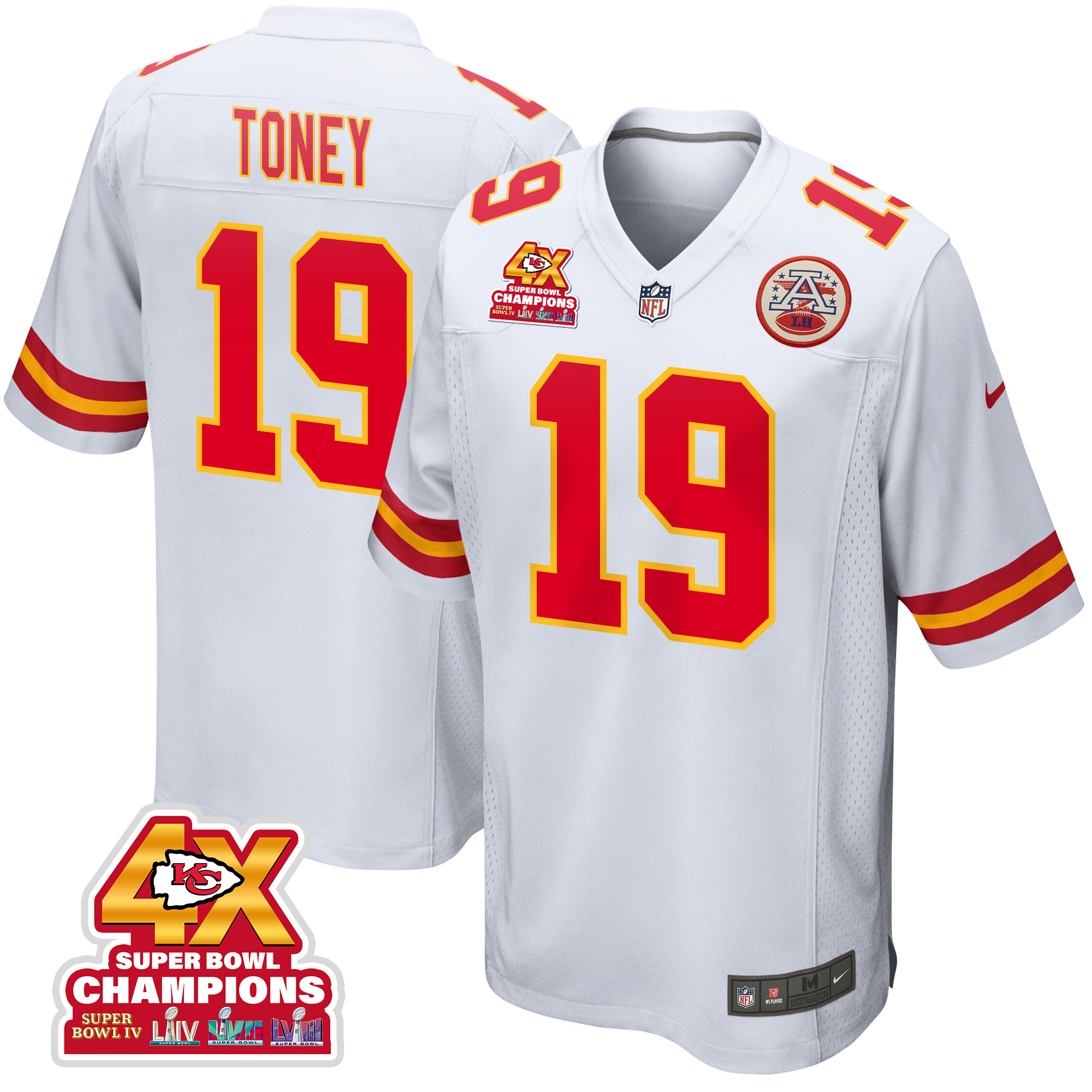 Kadarius Toney 19 Kansas City Chiefs Super Bowl LVIII Champions 4X Game Men Jersey - White JS8972 Saliibo