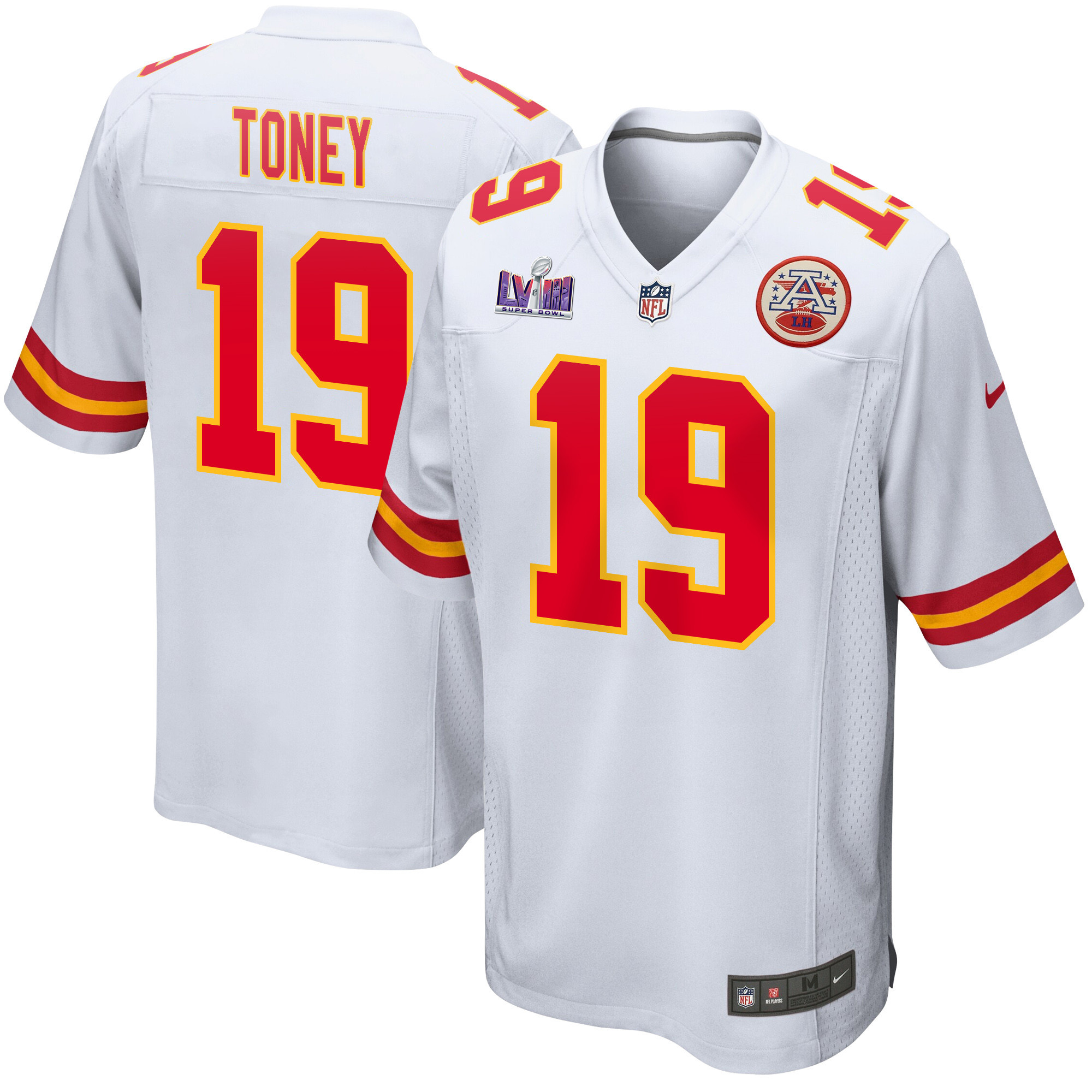 Kadarius Toney 19 Kansas City Chiefs Super Bowl LVIII Patch Game Men Jersey - White JS1861 Saliibo