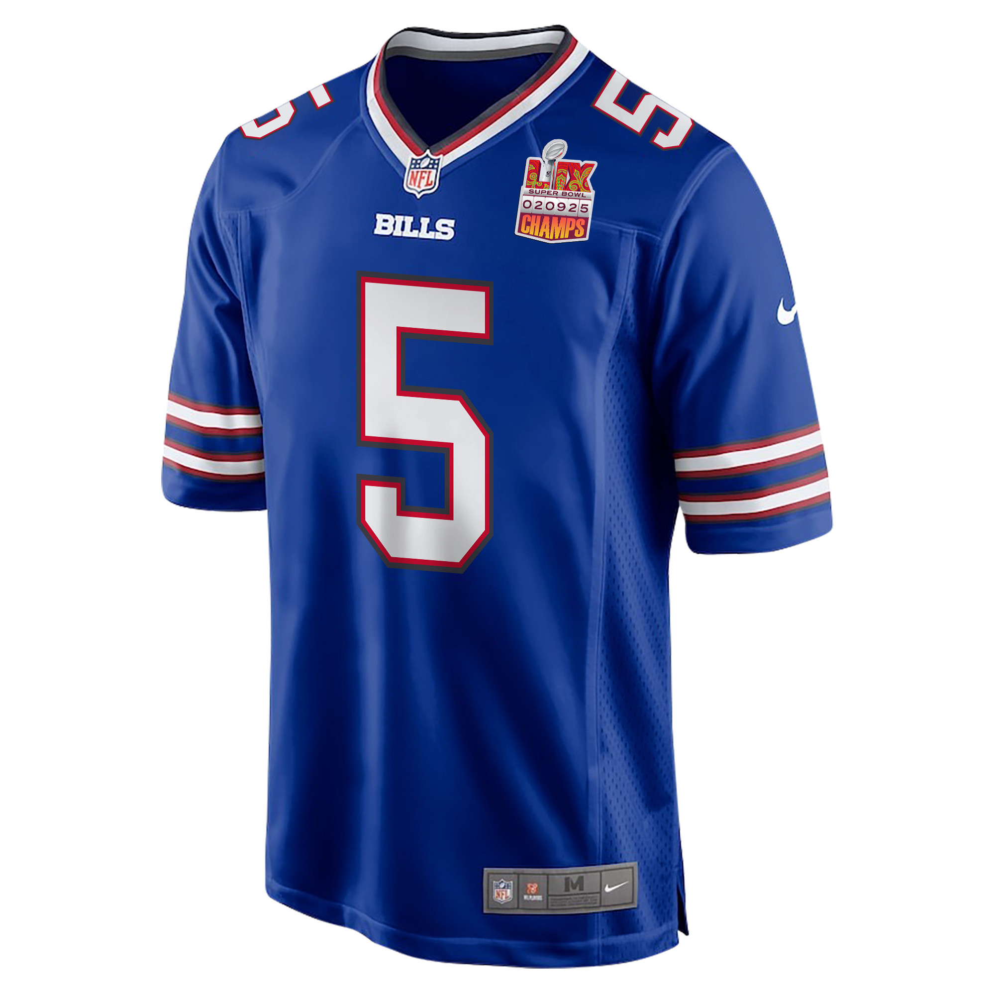 Kaiir Elam 5 Buffalo Bills Super Bowl LIX Champions Patch Game Men Jersey - Royal JS8932 Saliibo - Image 3