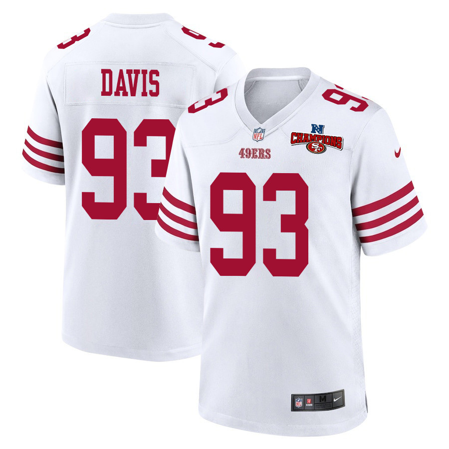 Kalia Davis 93 San Francisco 49ers NFC Champions Patch Game Men Jersey - White JS4217 Saliibo