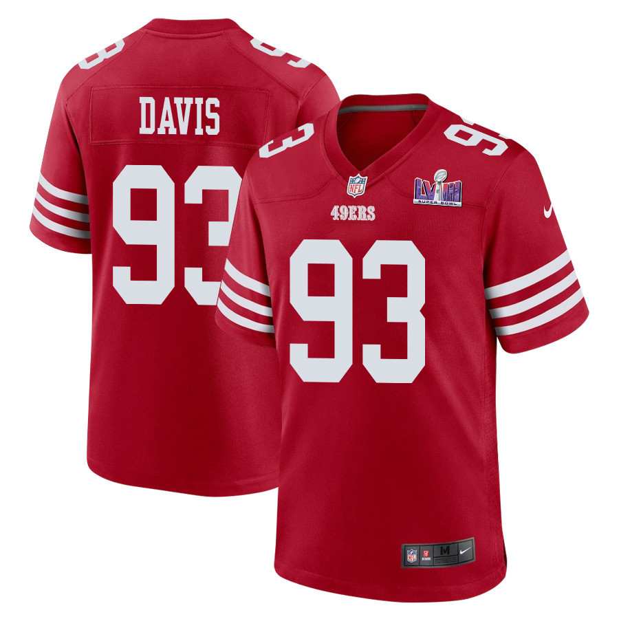 Kalia Davis 93 San Francisco 49ers Super Bowl LVIII Patch Game Men Jersey - Scarlet JS1806 Saliibo