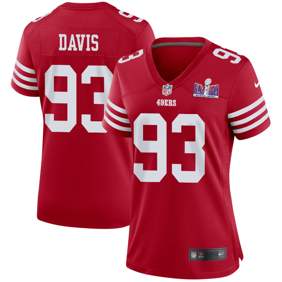 Kalia Davis 93 San Francisco 49ers Super Bowl LVIII Patch Game Women Jersey - Scarlet JS8559 Saliibo