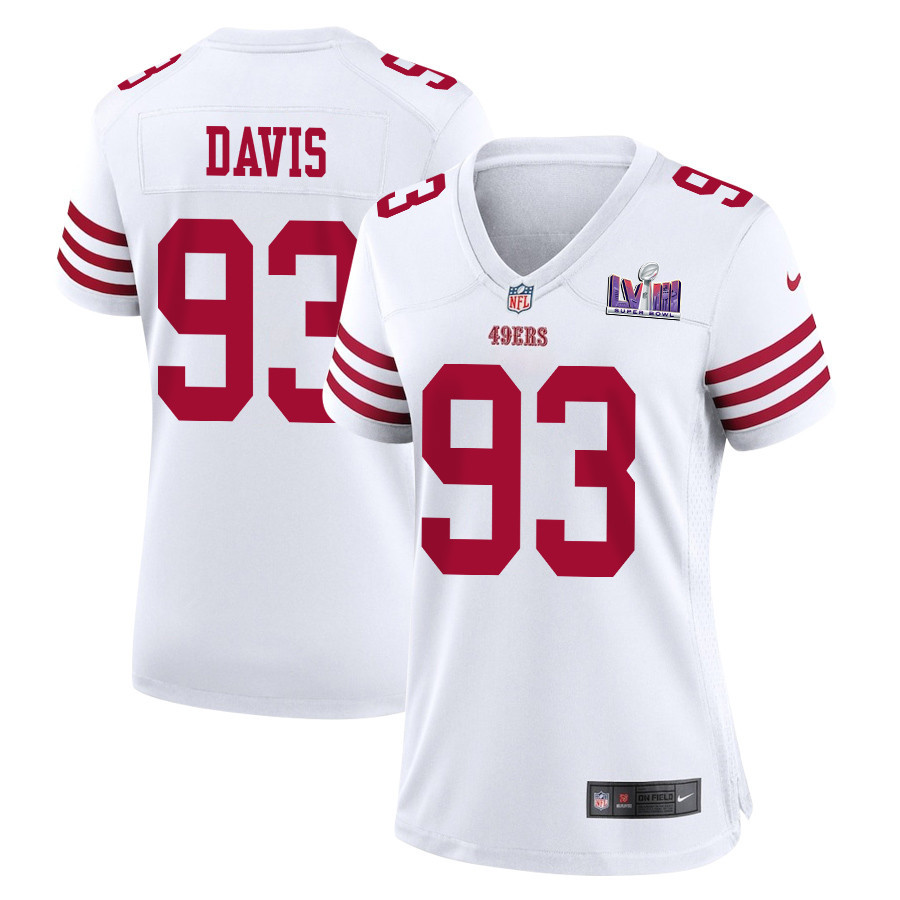 Kalia Davis 93 San Francisco 49ers Super Bowl LVIII Patch Game Women Jersey - White JS8084 Saliibo