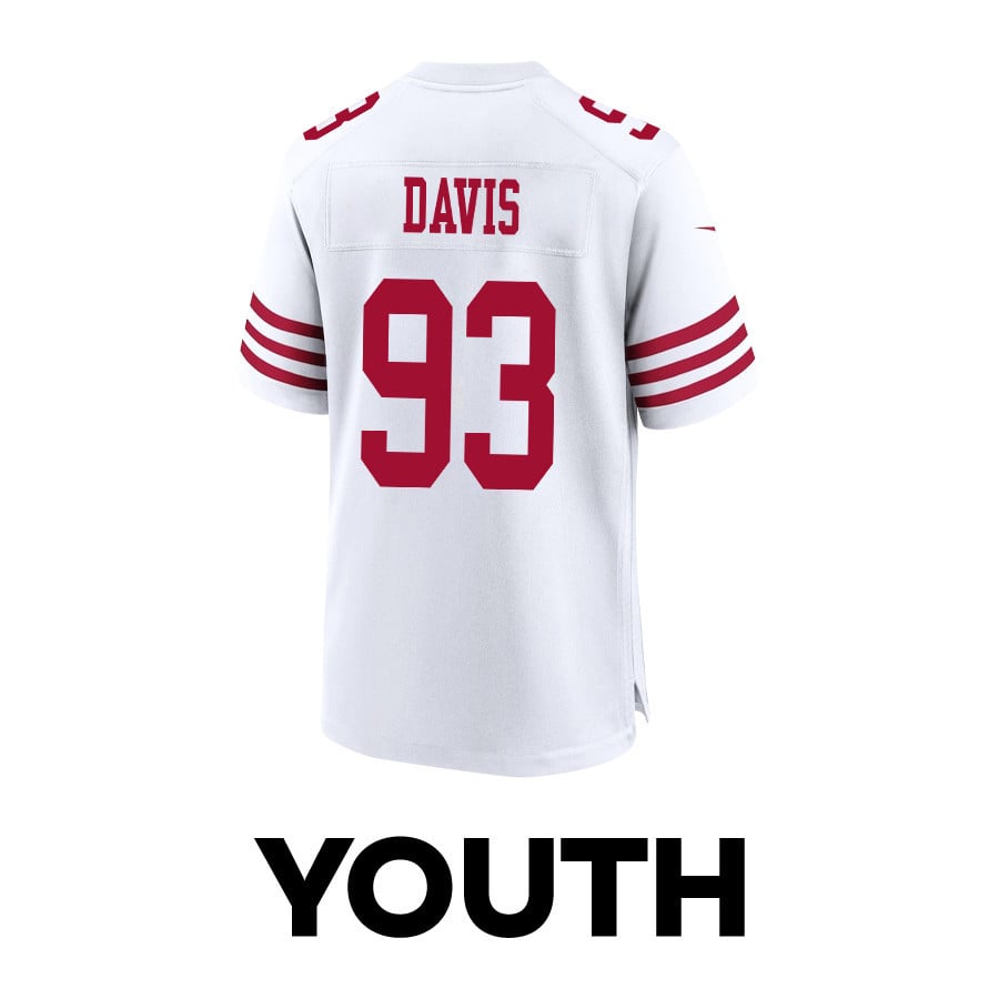 Kalia Davis 93 San Francisco 49ers Super Bowl LVIII Patch Game YOUTH Jersey - White JS7444 Saliibo - Image 3
