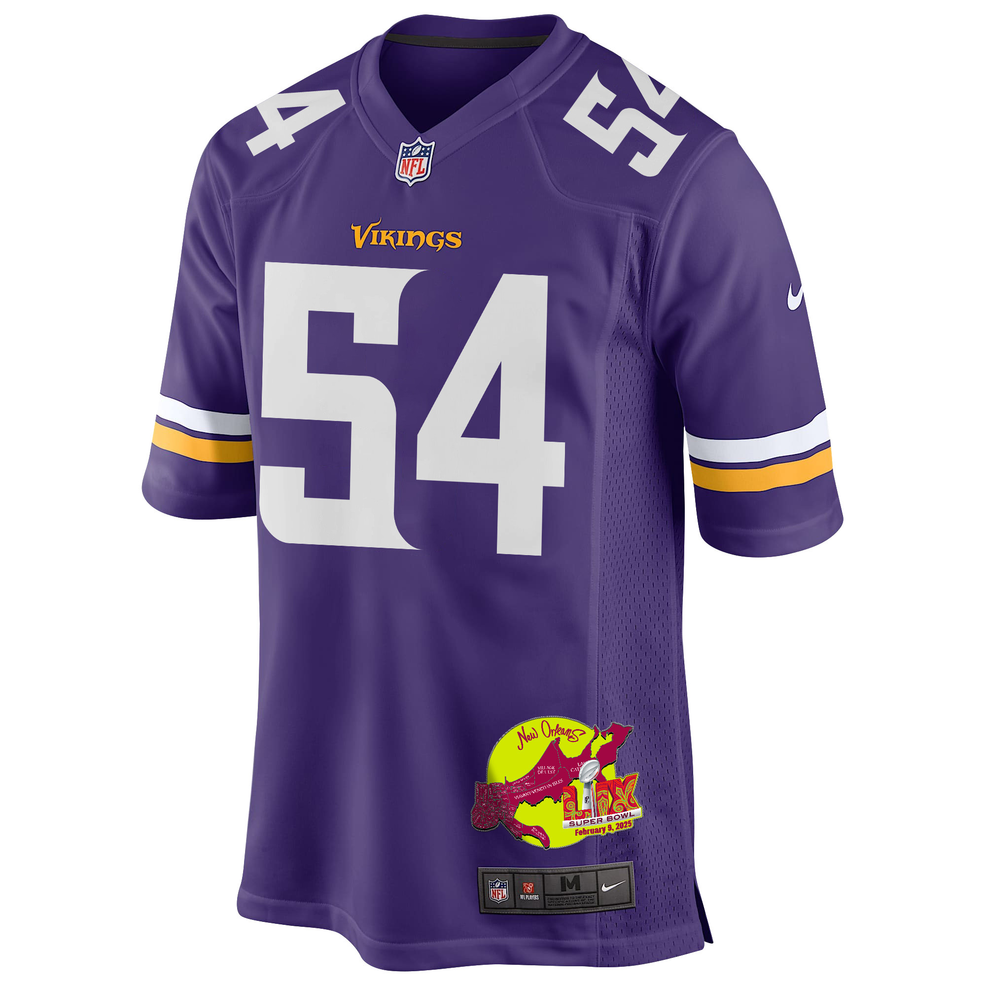 Kamu Grugier-Hill 54 Minnesota Vikings Super Bowl LIX New Orleans Patch Game Men Jersey - Purple JS7119 Saliibo - Image 3