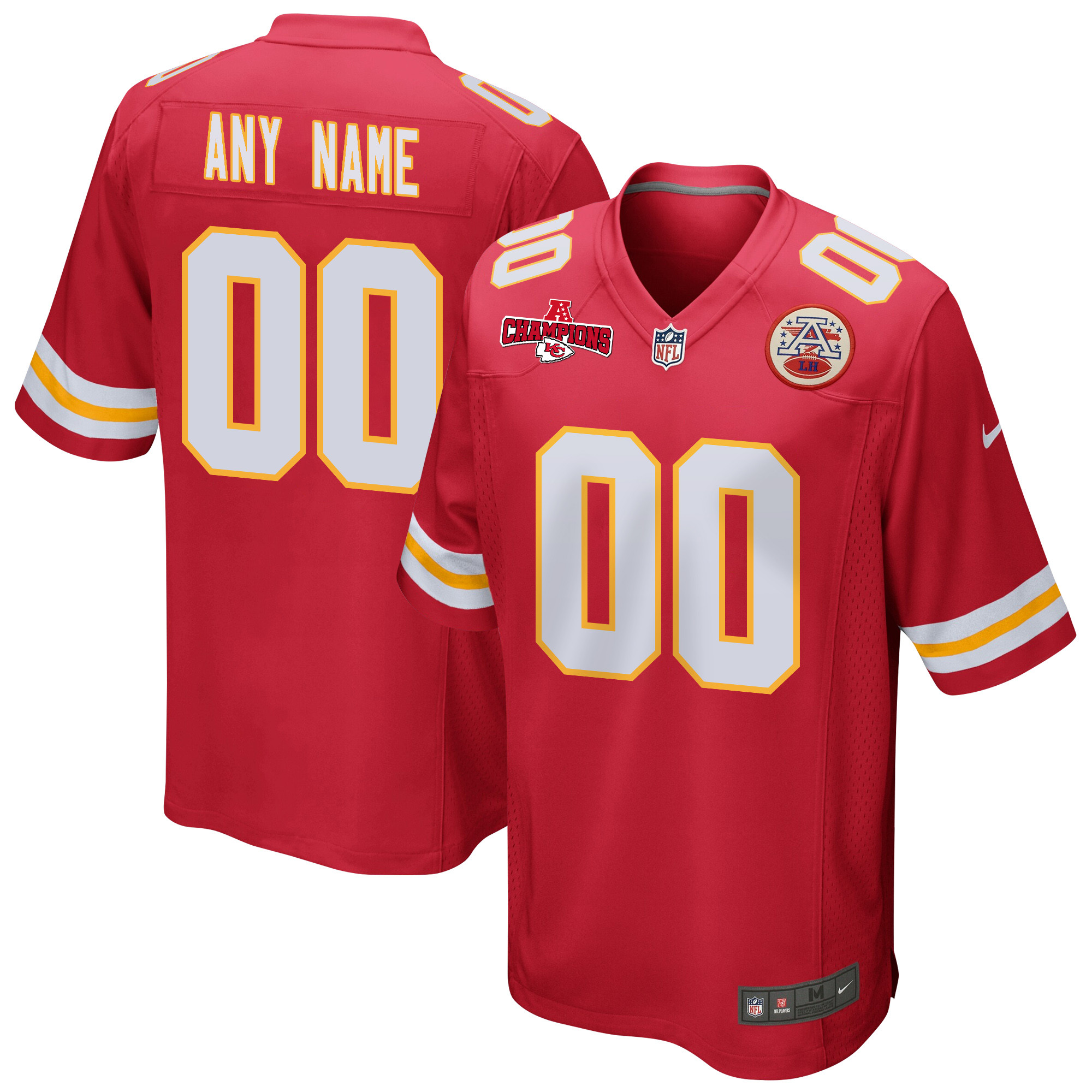 Kansas City Chiefs AFC Champions Patch Game Men Custom Jersey - Red JS3480 Saliibo