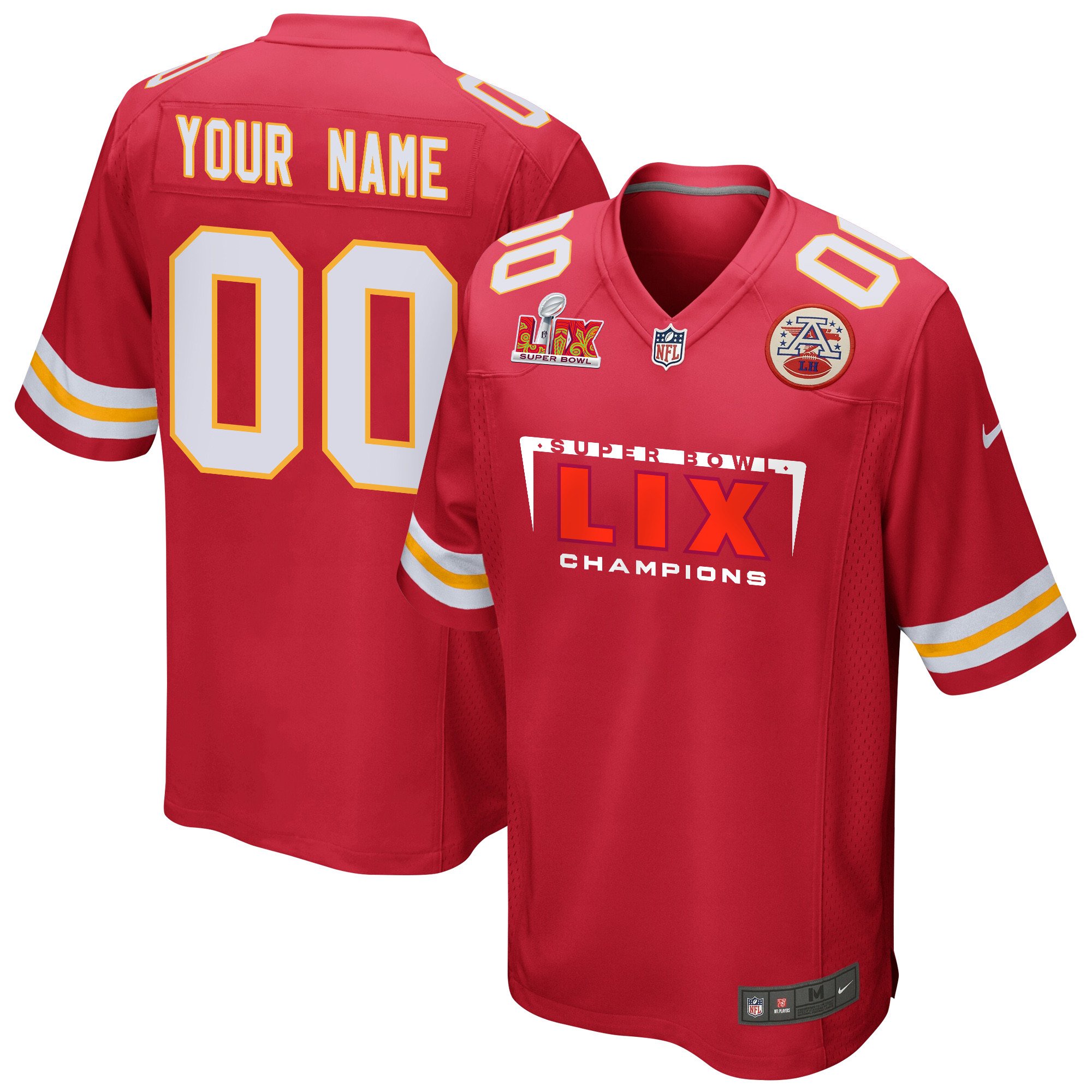 Kansas City Chiefs Super Bowl LIX Champions Simple Style V2 Game Men Custom Jersey - Red JS8027 Saliibo