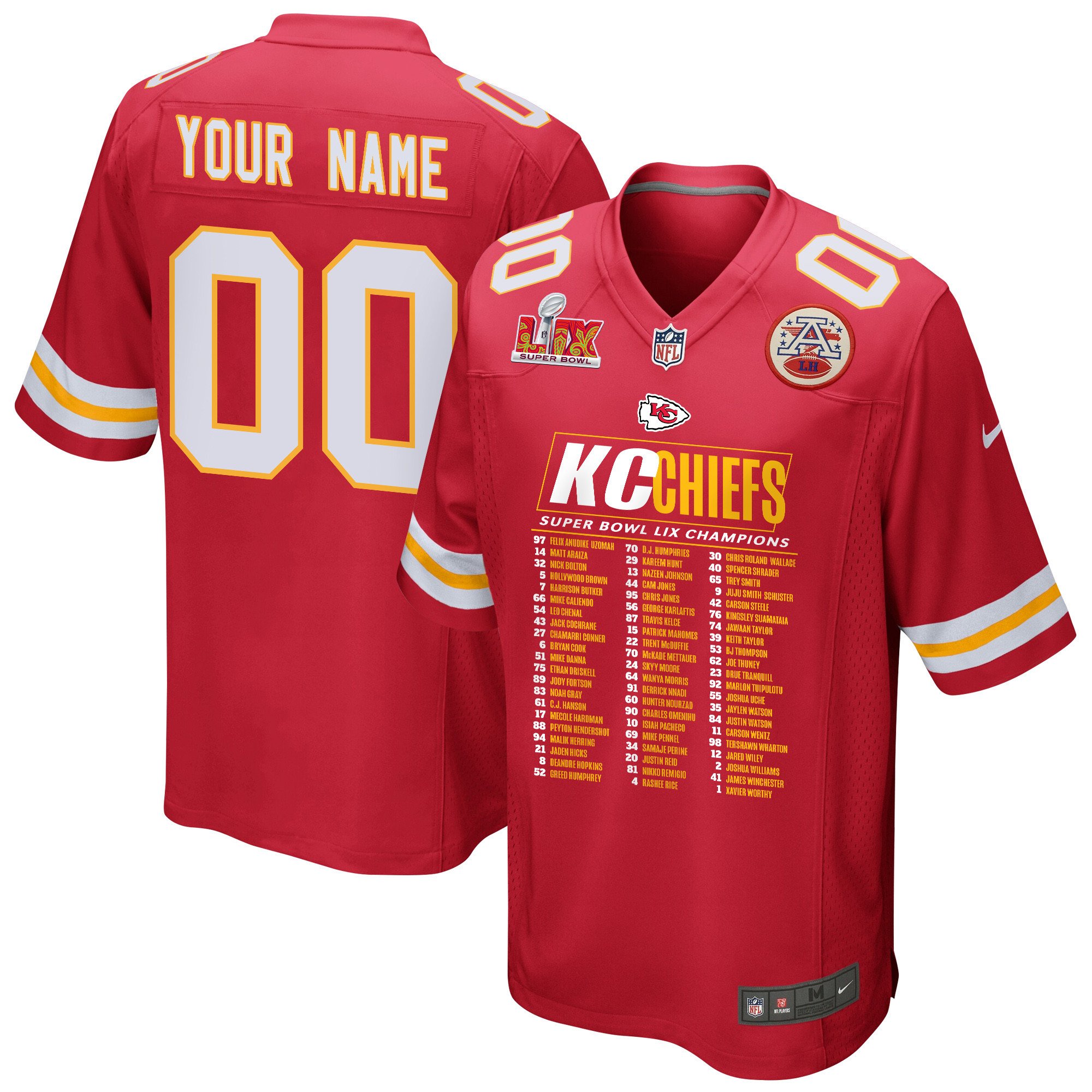 Kansas City Chiefs Super Bowl LIX Chiefs Roster Game Men Jersey - Red JS1253 Saliibo