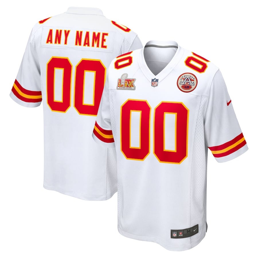 Kansas City Chiefs Super Bowl LIX Custom Men Game Jersey - White JS4208 Saliibo