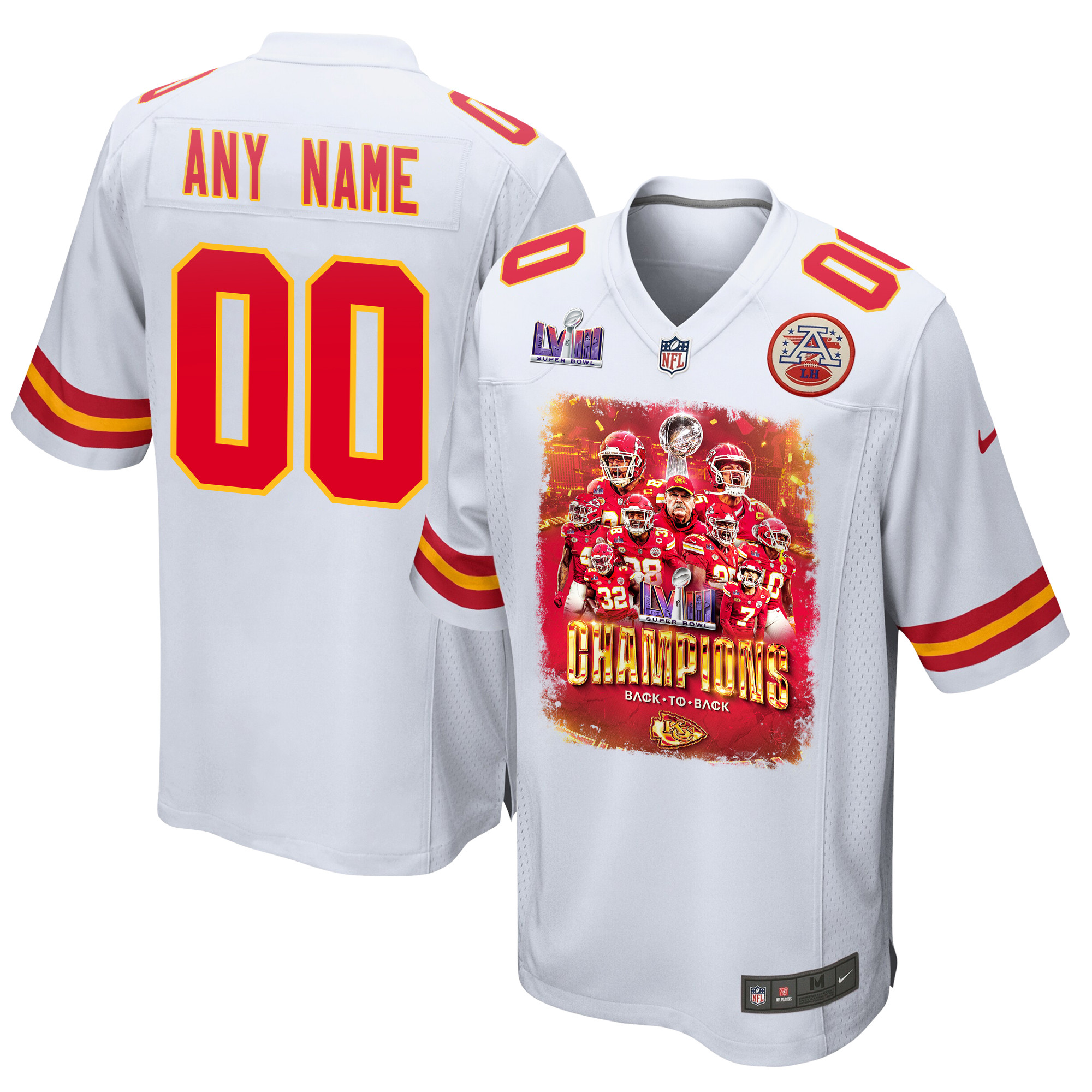 Kansas City Chiefs Super Bowl LVIII Back To Back Game Custom Men Jersey - White JS6209 Saliibo