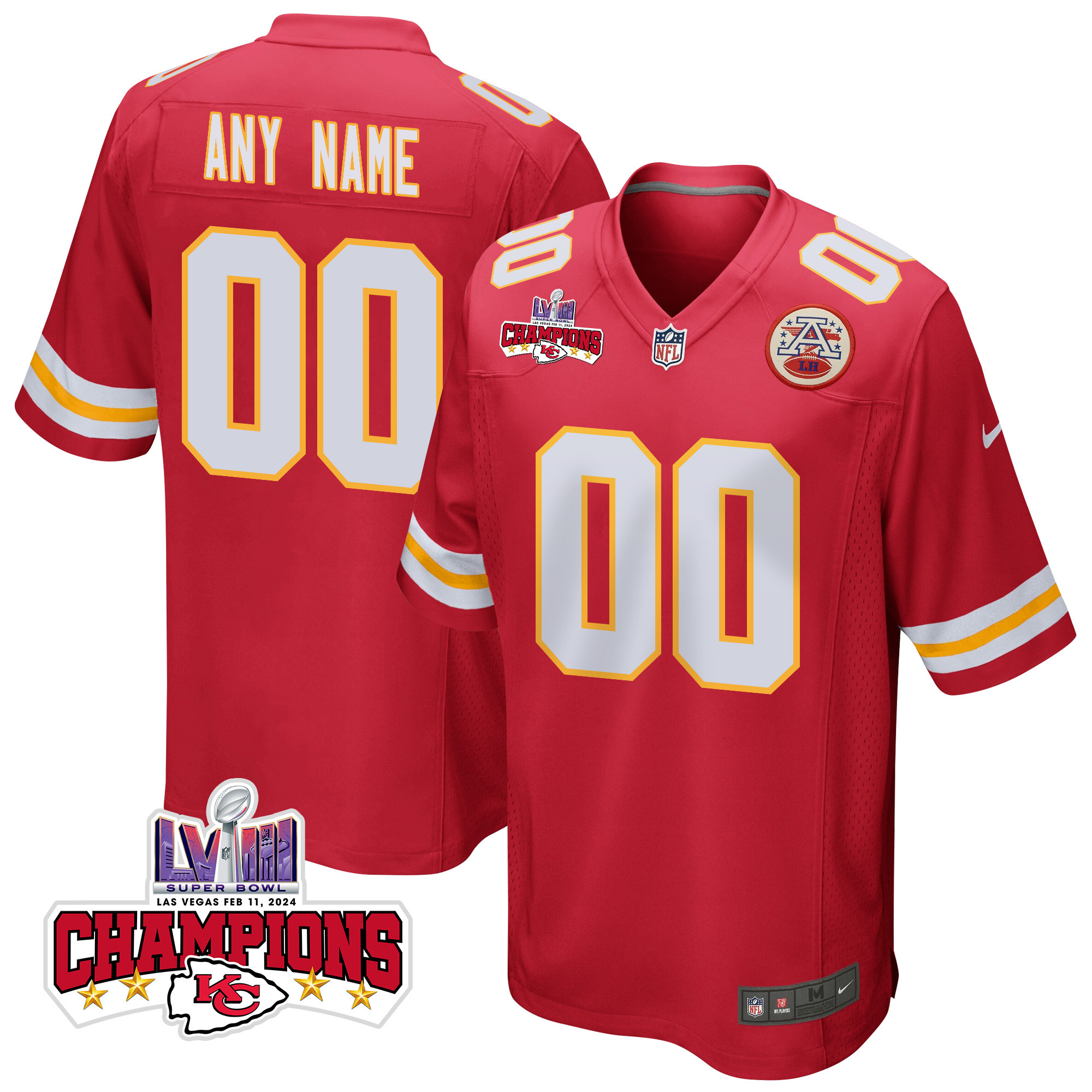 Kansas City Chiefs Super Bowl LVIII Champions 4 Stars Patch Game Custom Men Jersey - Red JS7869 Saliibo