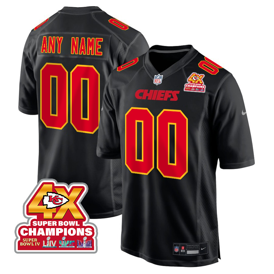 Kansas City Chiefs Super Bowl LVIII Champions 4X Fashion Game Custom Men Jersey - Carbon Black JS7449 Saliibo