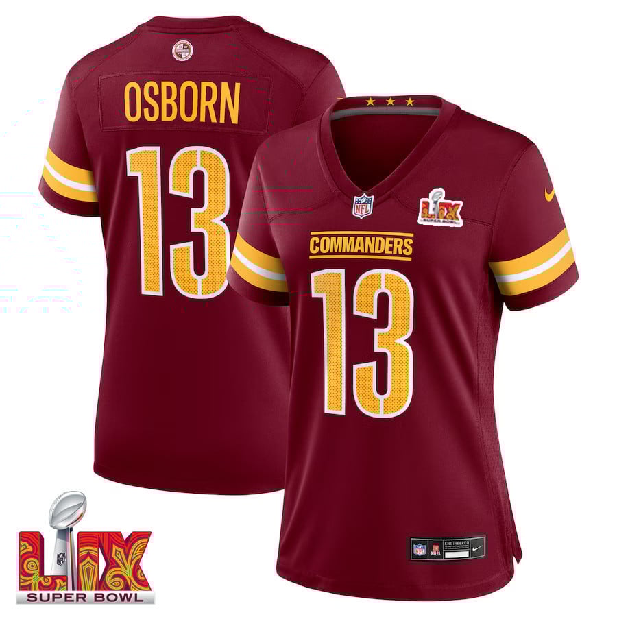 K.J. Osborn #13 Washington Commanders Super Bowl LIX Women's Jersey - Burgundy JS3670 Saliibo