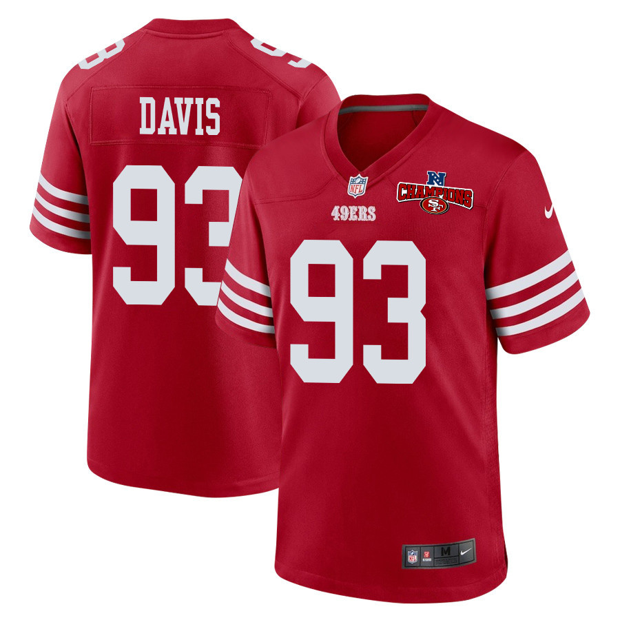 Kalia Davis 93 San Francisco 49ers NFC Champions Patch Game Men Jersey - Scarlet JS1499 Saliibo