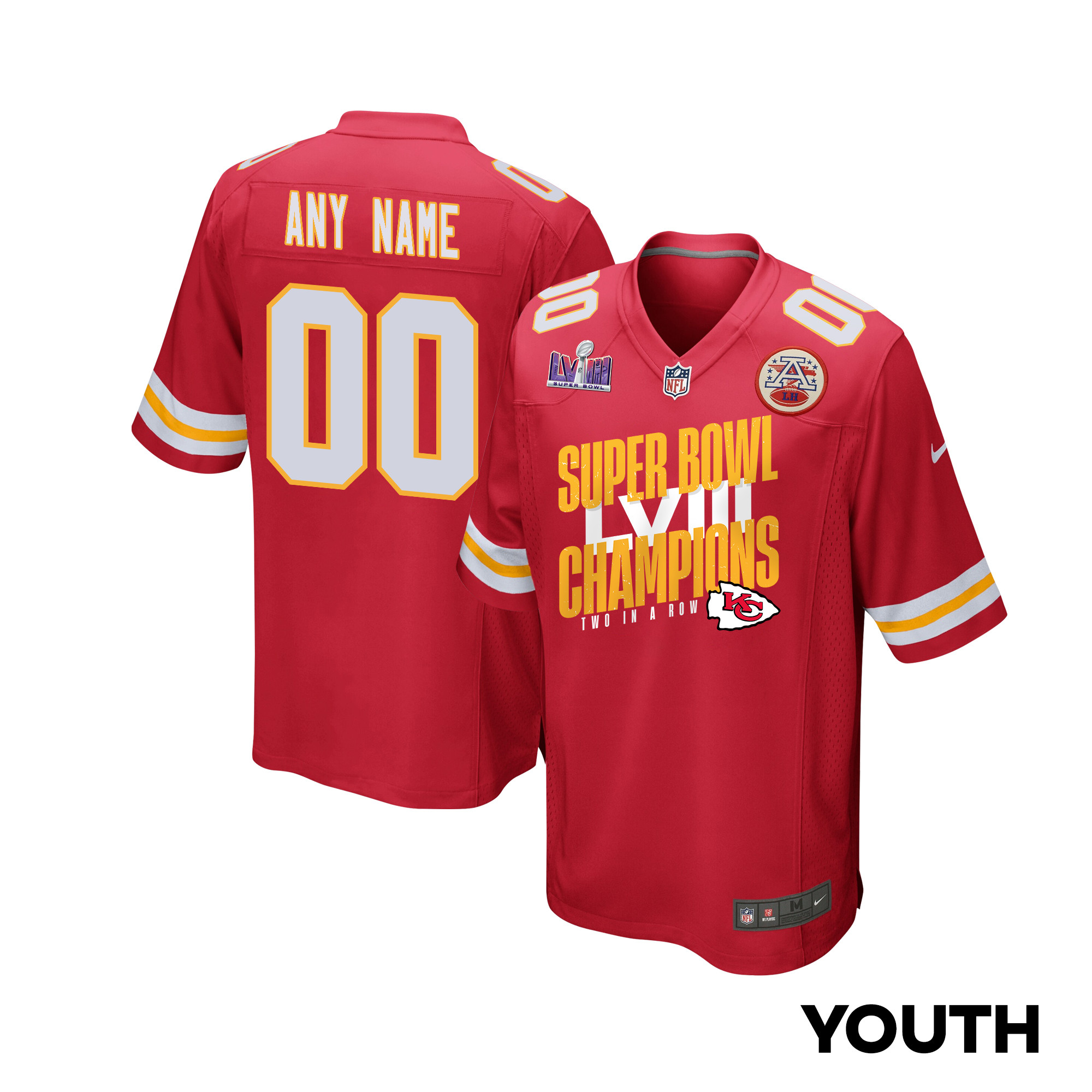 Kansas City Chiefs Super Bowl LVIII Champions Iconic Victory Game YOUTH Jersey - Scarlet JS3288 Saliibo