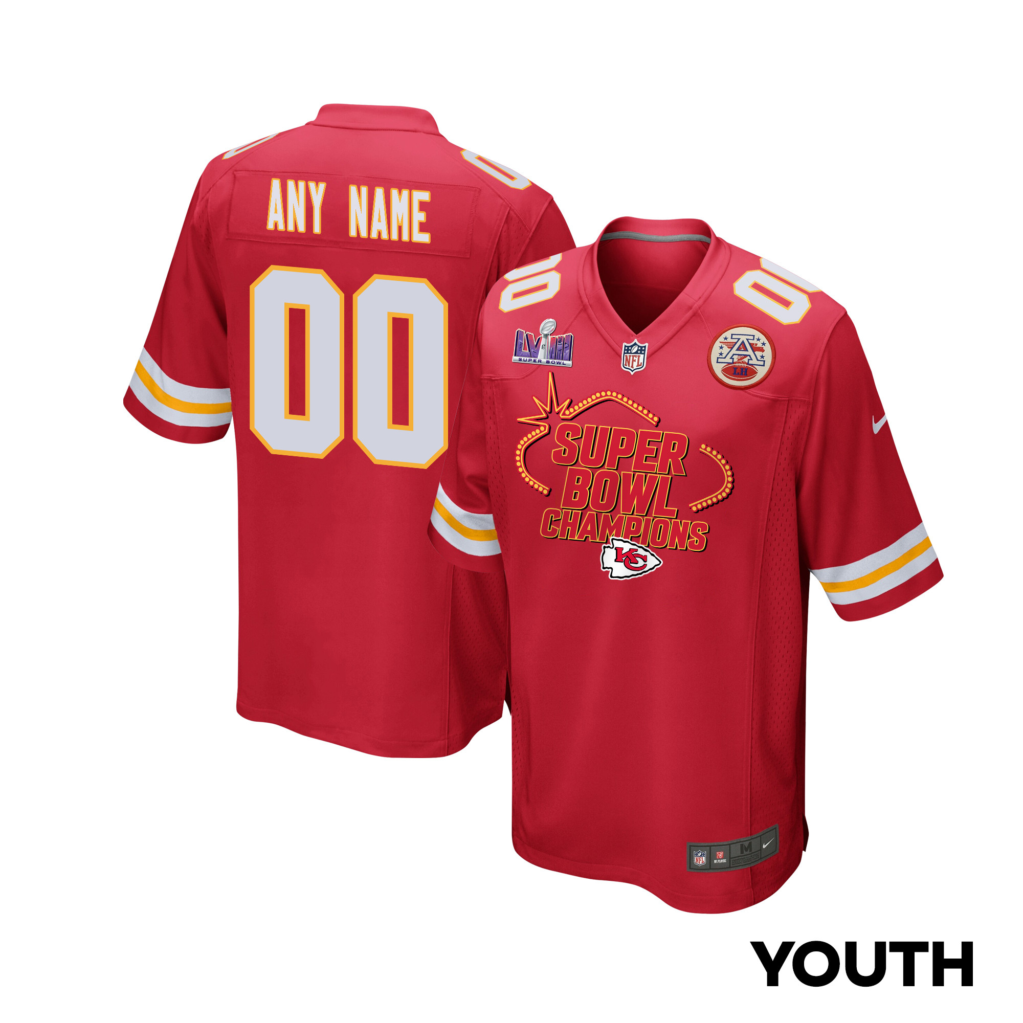 Kansas City Chiefs Super Bowl LVIII Champions Locker Room Trophy Collection Game YOUTH Jersey - Scarlet JS4282 Saliibo