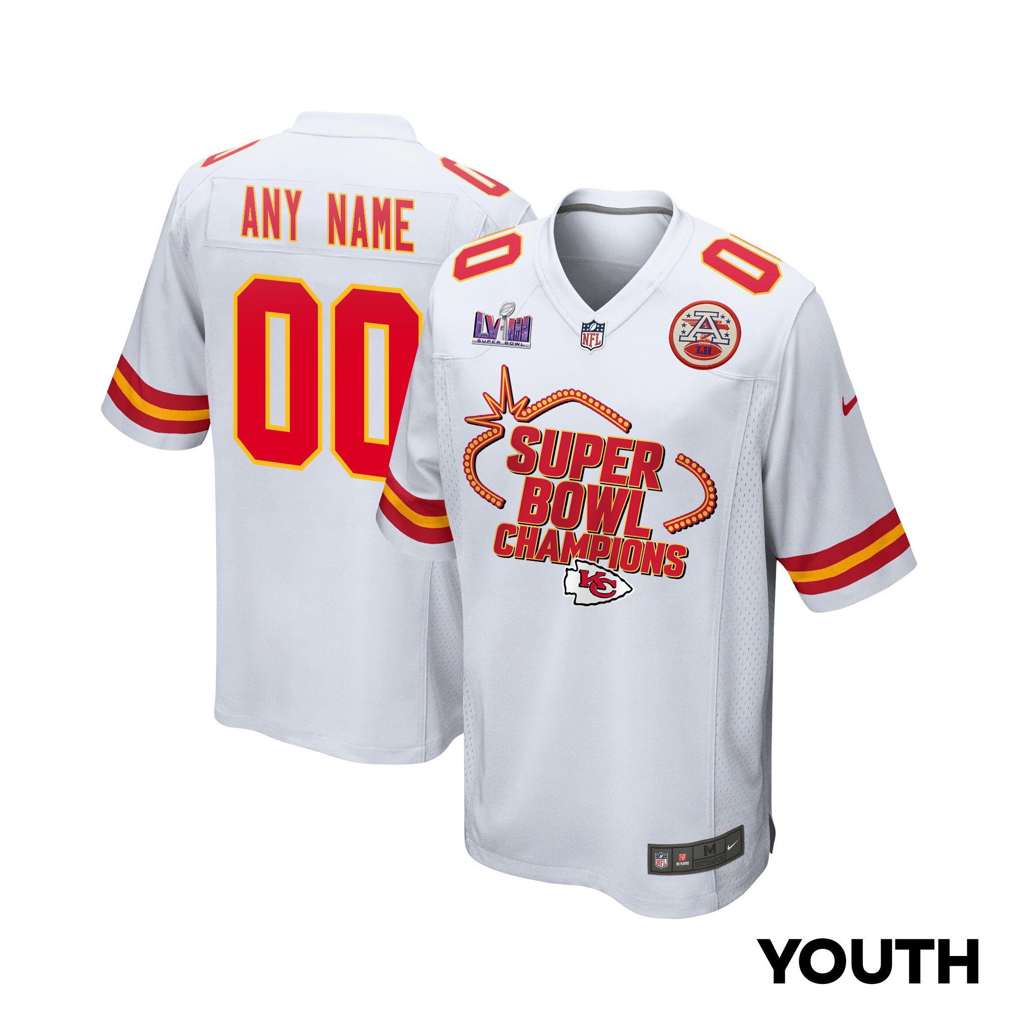 Kansas City Chiefs Super Bowl LVIII Champions Locker Room Trophy Collection Game YOUTH Jersey - White JS8114 Saliibo
