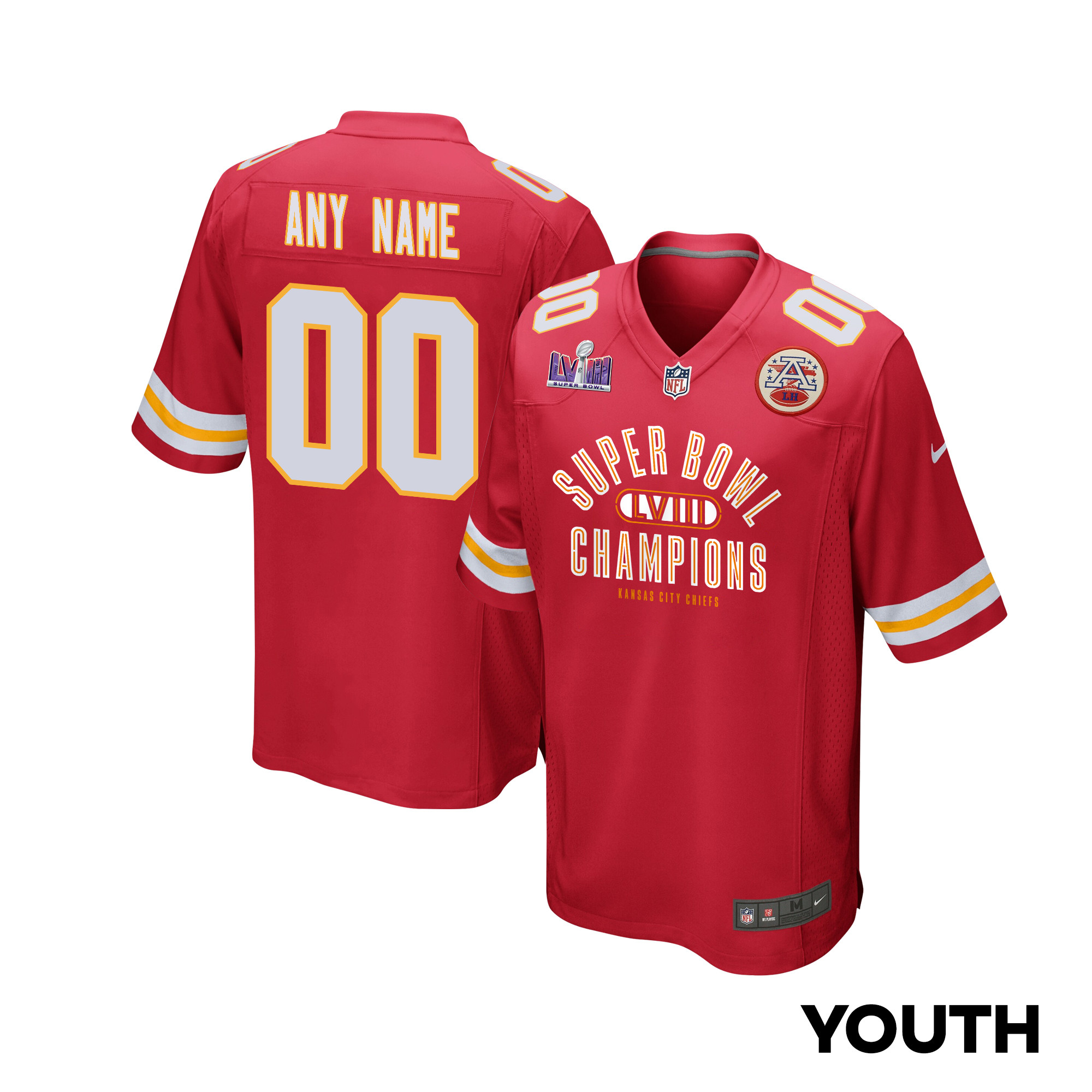 Kansas City Chiefs Super Bowl LVIII Champions Under The Lights Game YOUTH Jersey - Scarlet JS2523 Saliibo