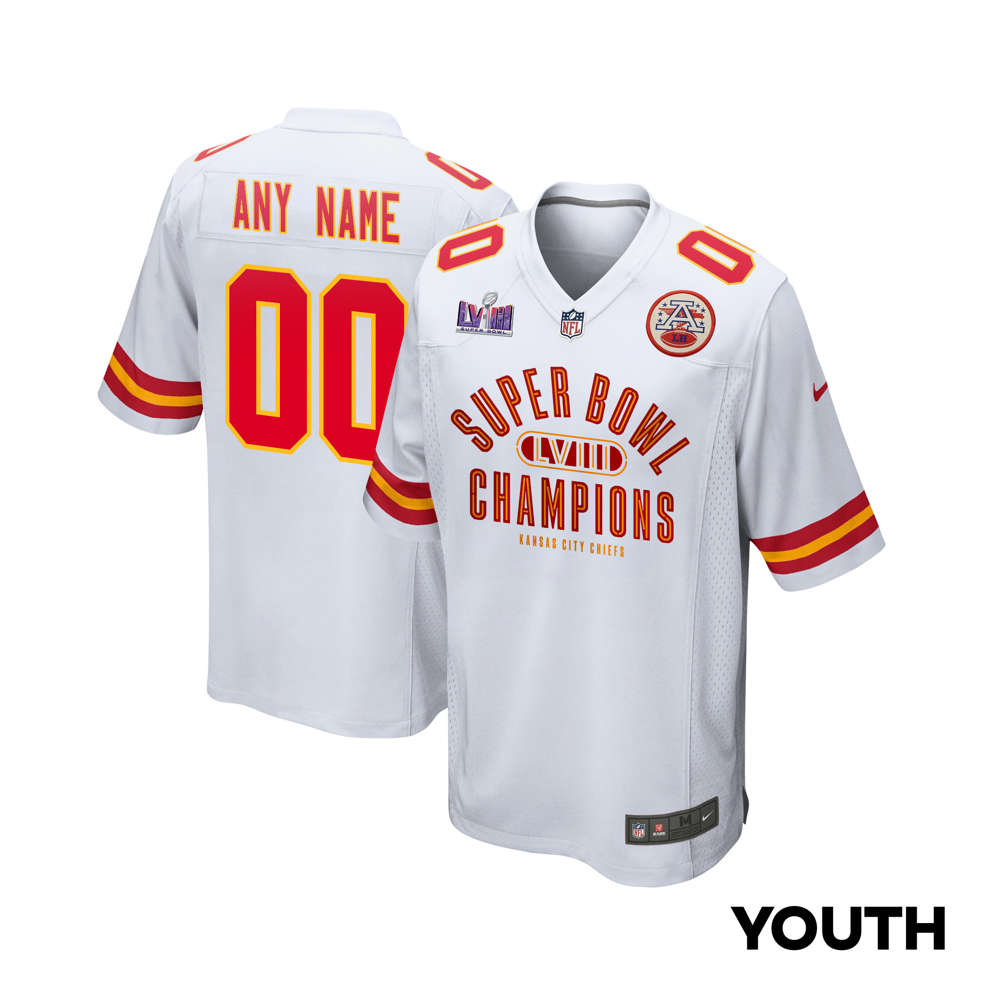 Kansas City Chiefs Super Bowl LVIII Champions Under The Lights Game YOUTH Jersey - White JS4405 Saliibo