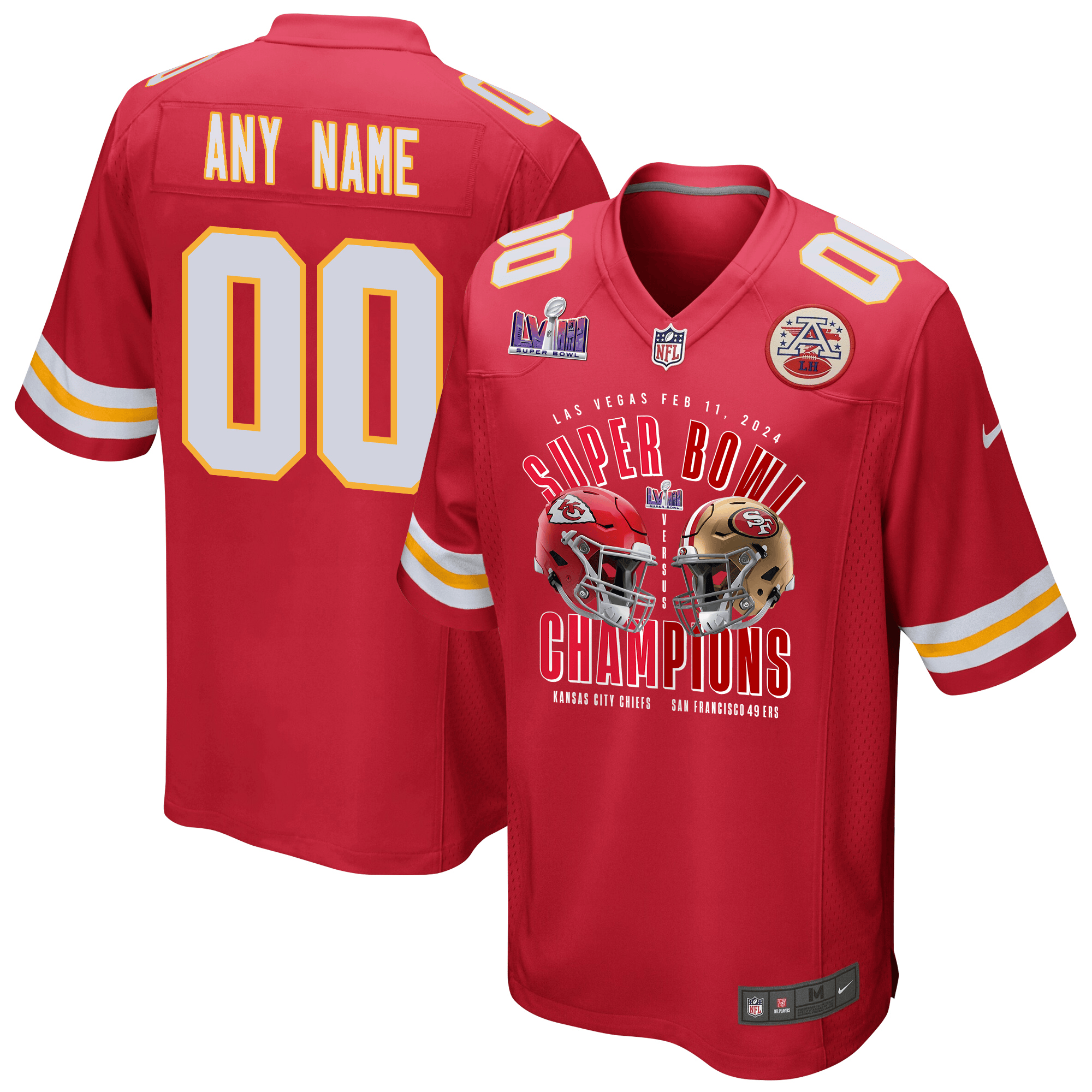 Kansas City Chiefs vs. San Francisco 49ers Super Bowl LVIII Matchup Game Custom Men Jersey - Red JS6762 Saliibo