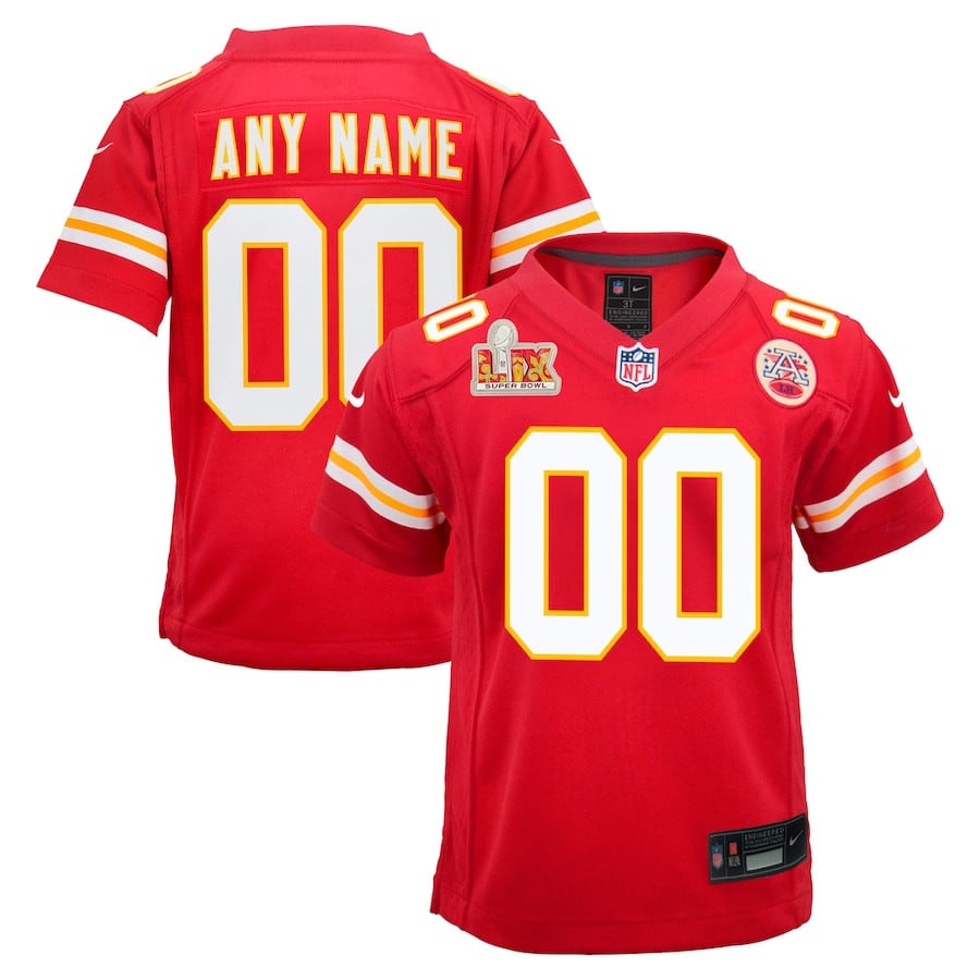Kansas City Chiefs Youth Super Bowl LIX Custom Team Game Jersey - Red JS8596 Saliibo