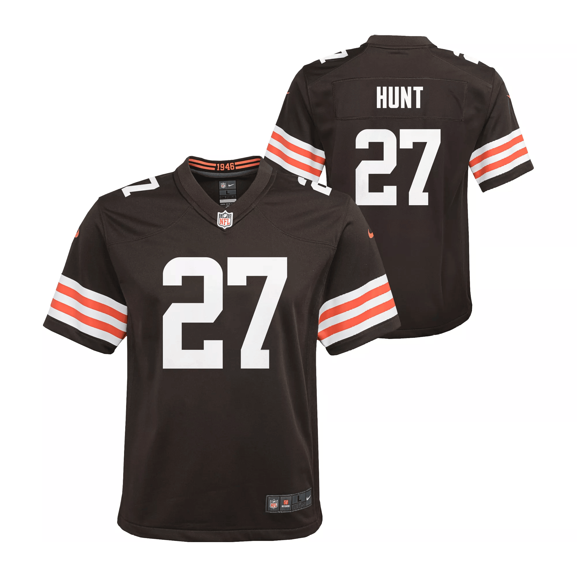 Kareem Hunt 27 Cleveland Browns Game YOUTH Jersey - Brown JS8849 Saliibo