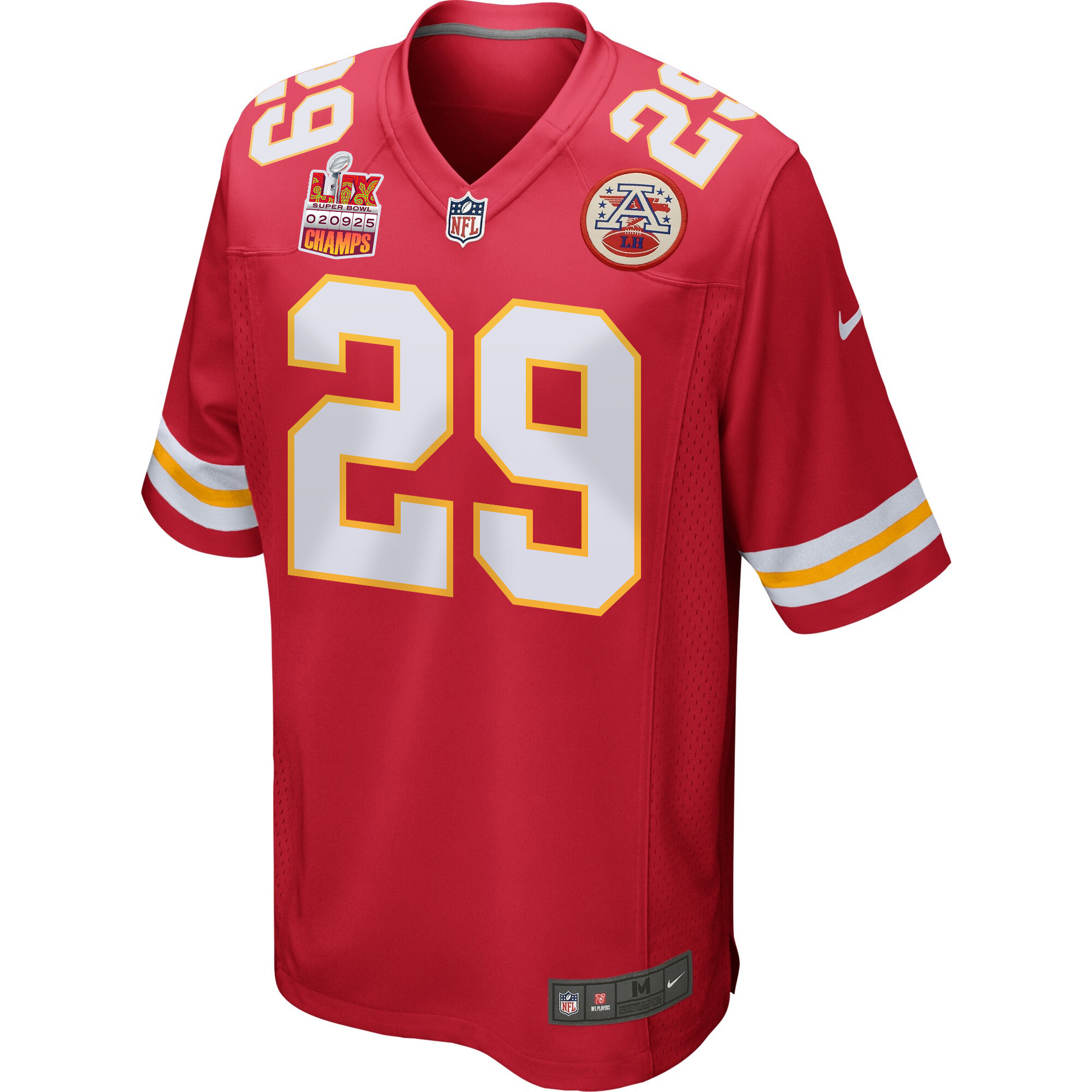 Kareem Hunt 29 Kansas City Chiefs Super Bowl LIX Champions Patch Game Men Jersey - Red JS7081 Saliibo - Image 3