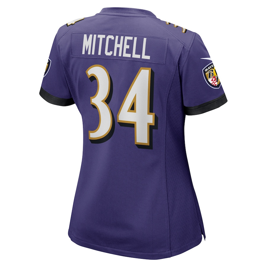 Keaton Mitchell 34 Baltimore Ravens Women Game Jersey - Purple JS4728 Saliibo - Image 3