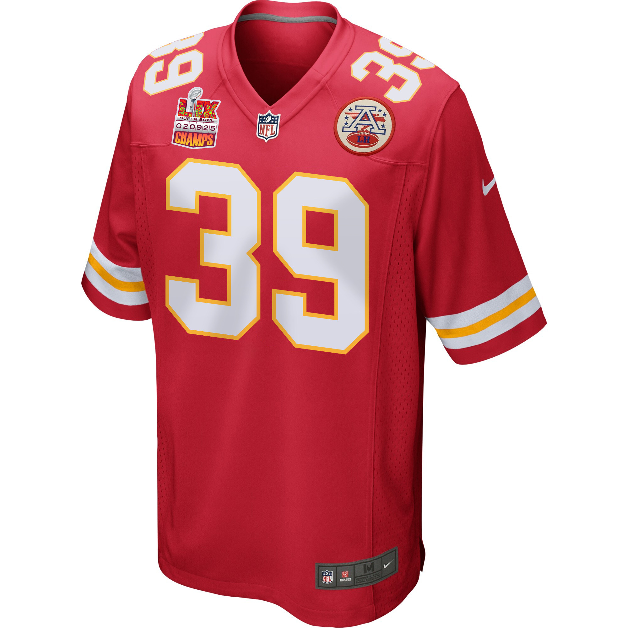 Keith Taylor 39 Kansas City Chiefs Super Bowl LIX Champions Patch Game Men Jersey - Red JS2929 Saliibo - Image 3