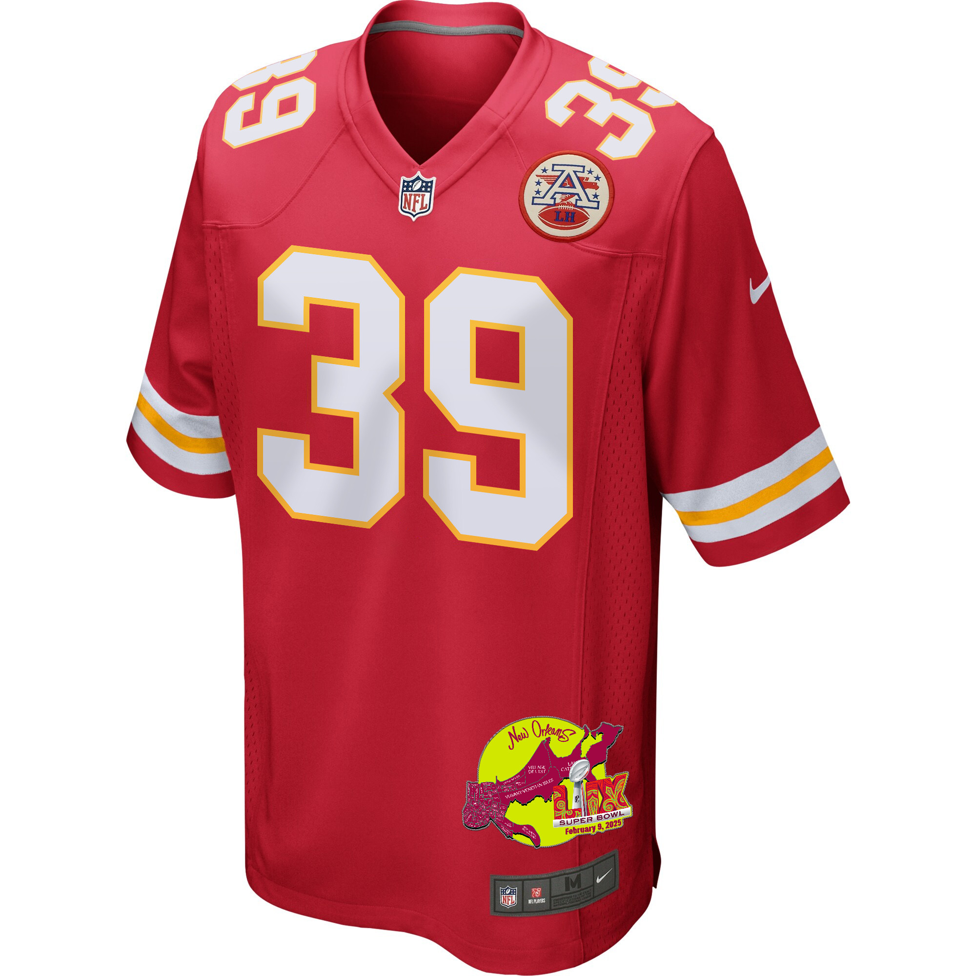 Keith Taylor 39 Kansas City Chiefs Super Bowl LIX New Orleans Patch Game Men Jersey - Red JS6588 Saliibo - Image 3