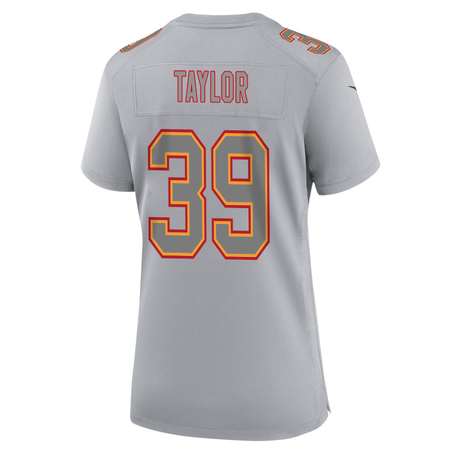 Keith Taylor 39 Kansas City Chiefs Super Bowl LVIII Champions 4 Stars Patch Atmosphere Fashion Game Women Jersey - Gray JS6992 Saliibo - Image 3