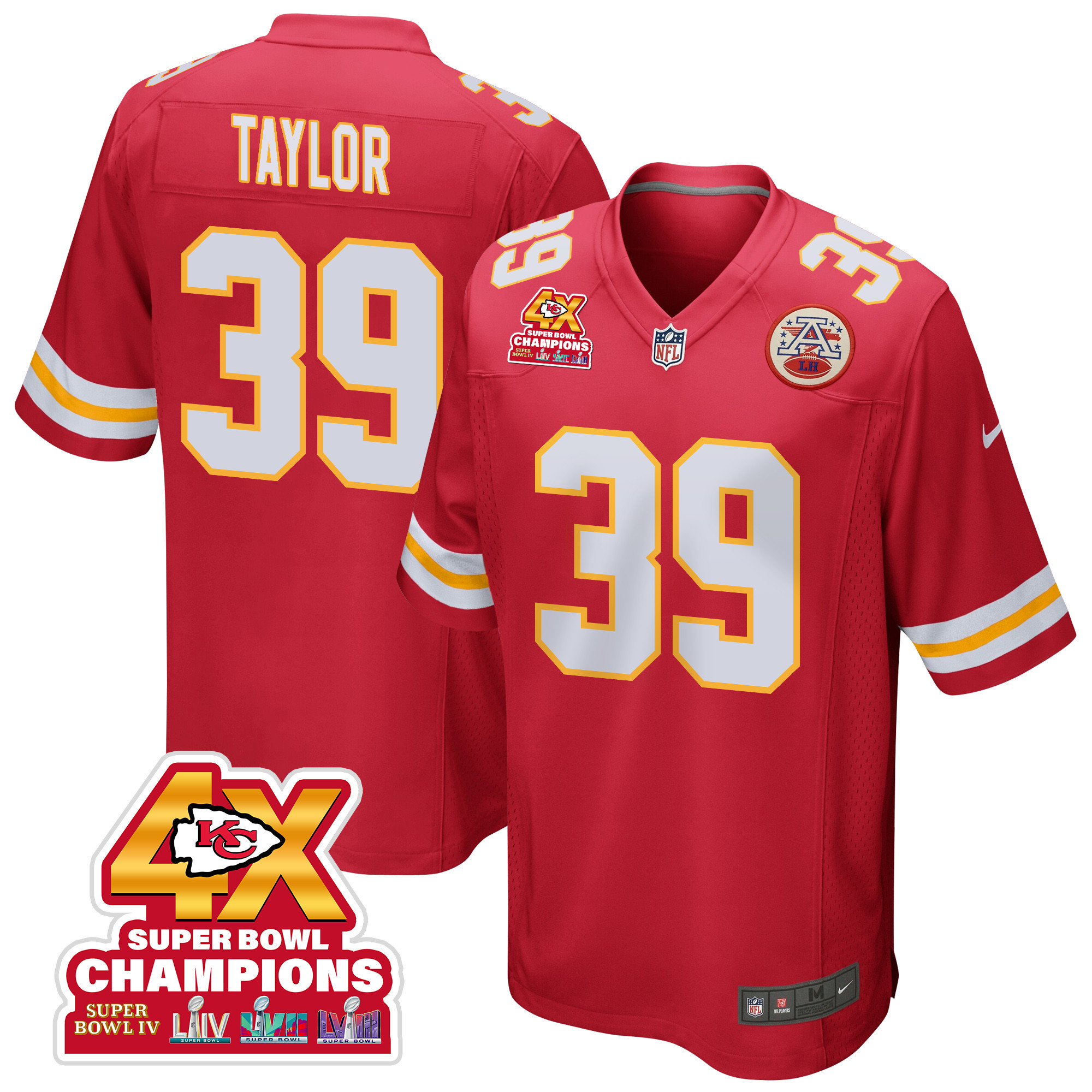 Keith Taylor 39 Kansas City Chiefs Super Bowl LVIII Champions 4X Game Men Jersey - Red JS3709 Saliibo