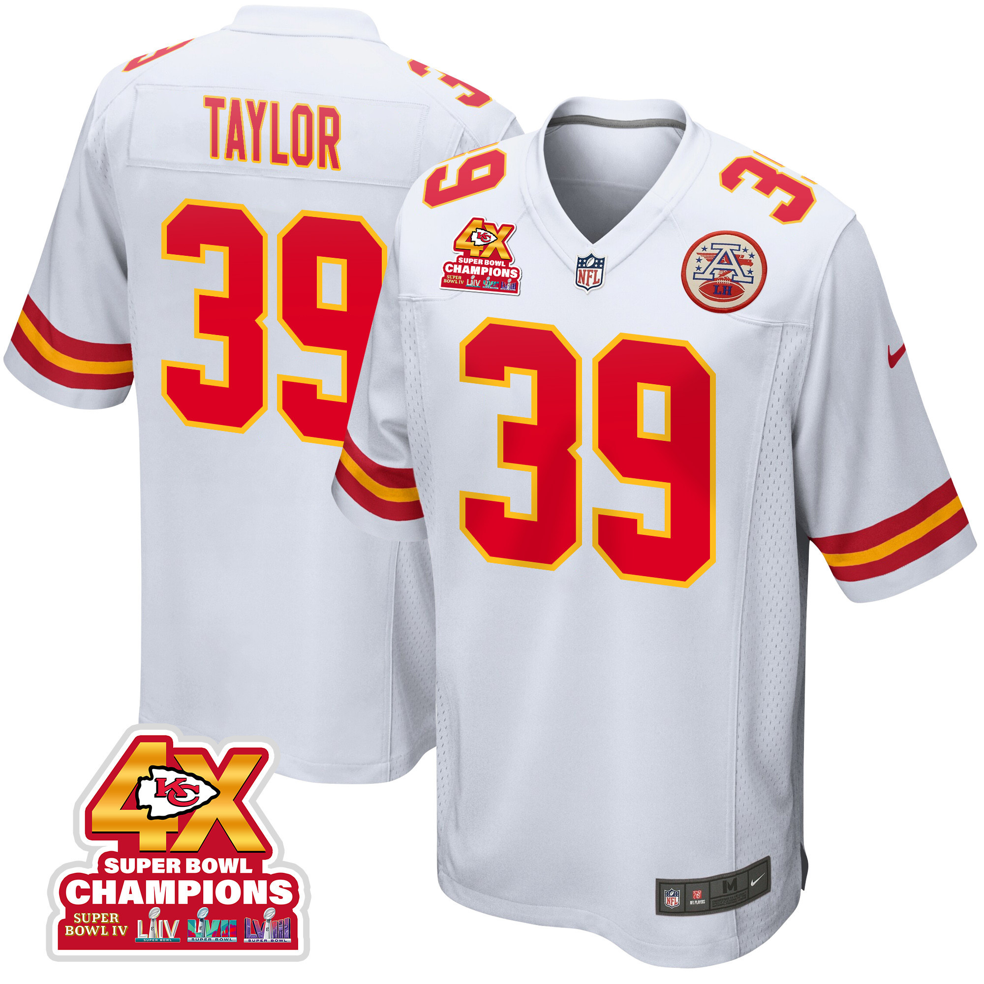 Keith Taylor 39 Kansas City Chiefs Super Bowl LVIII Champions 4X Game Men Jersey - White JS3967 Saliibo