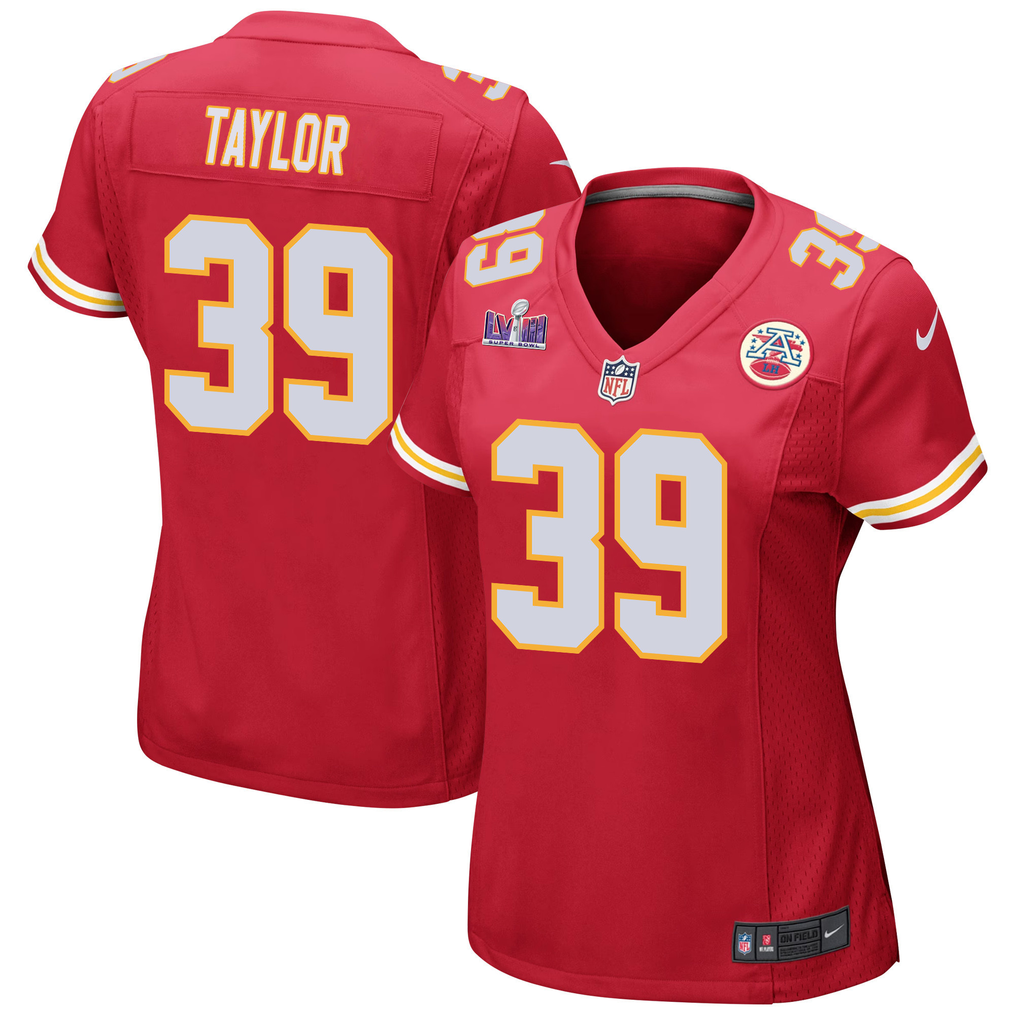 Keith Taylor 39 Kansas City Chiefs Super Bowl LVIII Patch Game Women Jersey - Red JS1244 Saliibo