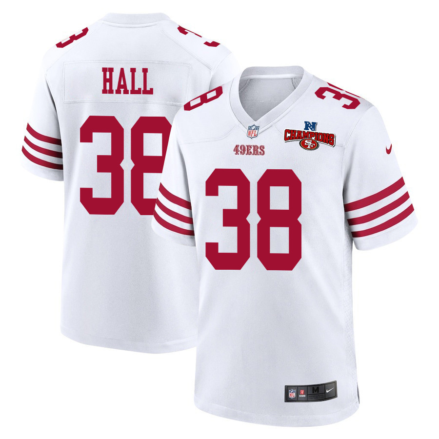 Kemon Hall 38 San Francisco 49ers NFC Champions Patch Game Men Jersey - White JS2263 Saliibo