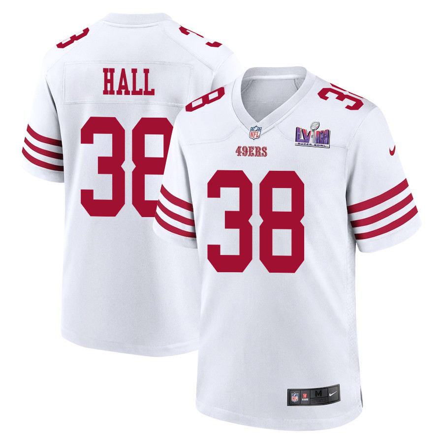 Kemon Hall 38 San Francisco 49ers Super Bowl LVIII Patch Game Men Jersey - White JS2759 Saliibo
