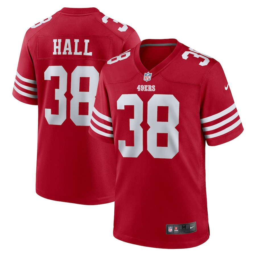 Kemon Hall 38 San Francisco 49ers Team Game Men Jersey - Scarlet JS5695 Saliibo