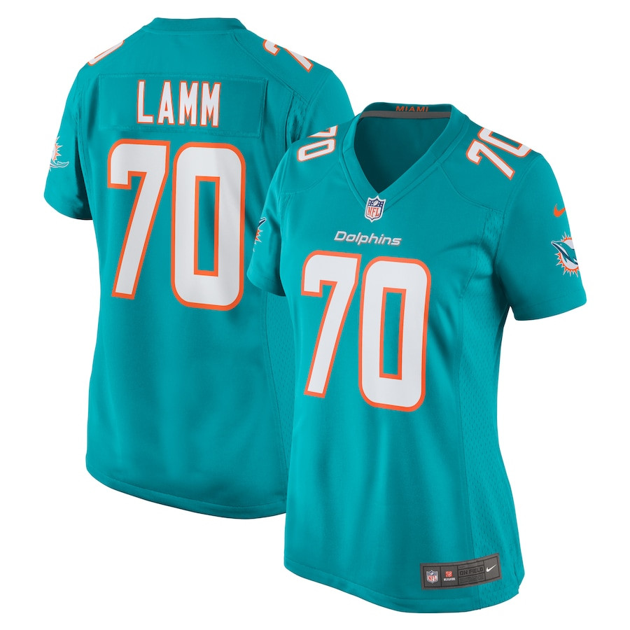 Kendall Lamm 70 Miami Dolphins Women Home Game Jersey - Aqua JS4597 Saliibo