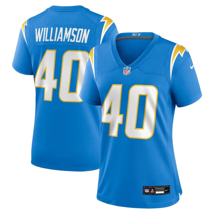 Kendall Williamson 40 Los Angeles Chargers Women's Game Jersey - Powder Blue JS9272 Saliibo